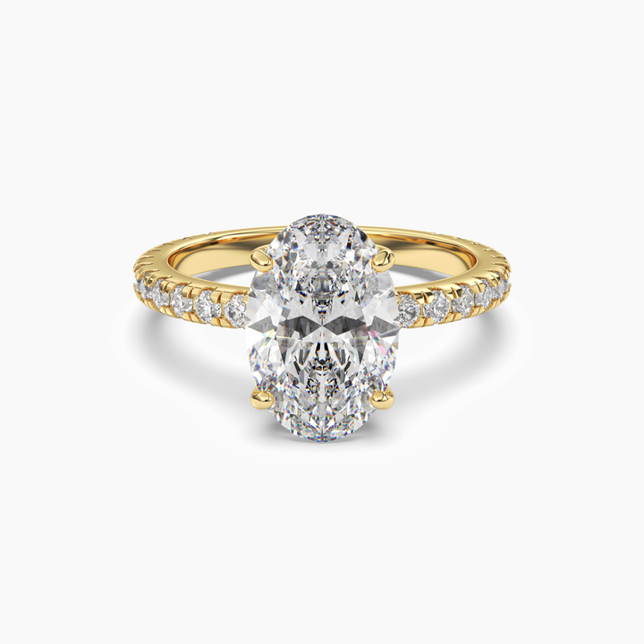 Aurora 2.5 Carat Oval Cut Pave Lab Grown Diamond Ring in 14K Yellow Gold