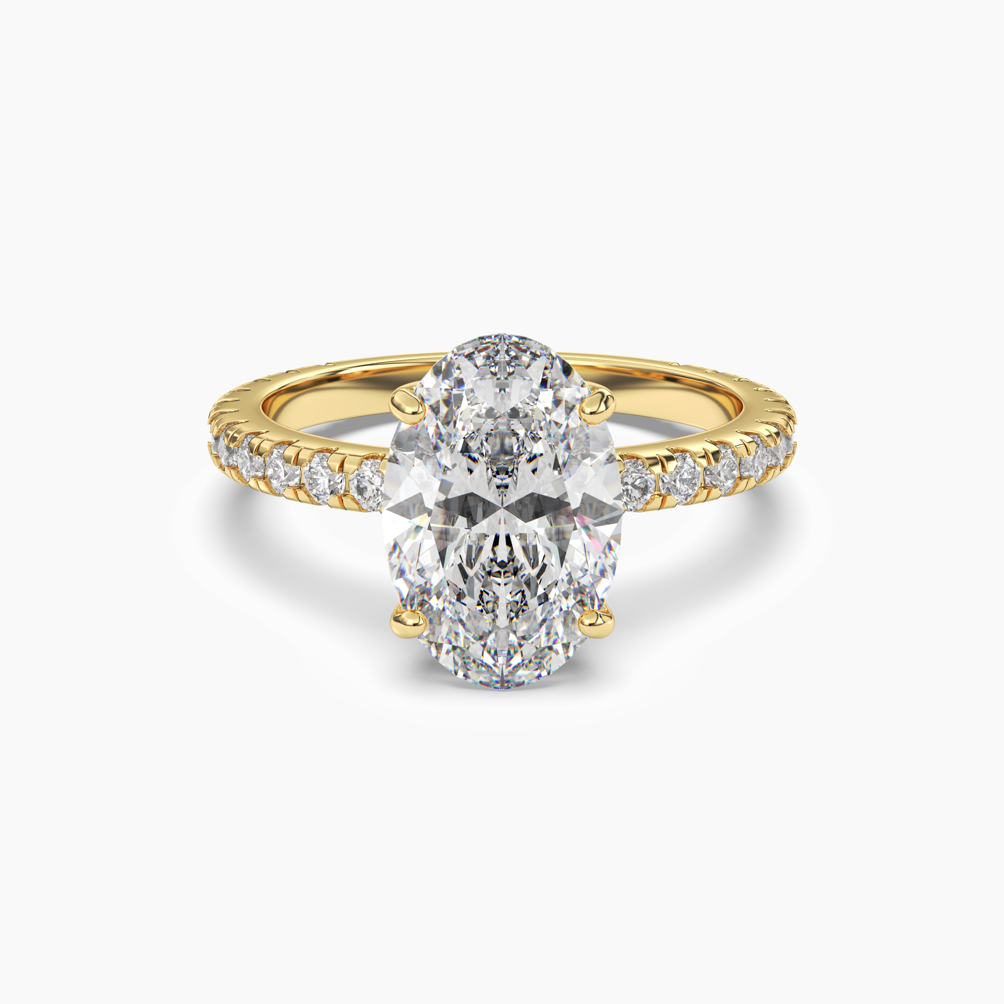 Aurora 5 Carat Oval Cut Pave Lab Grown Diamond Ring in Silver - View 4