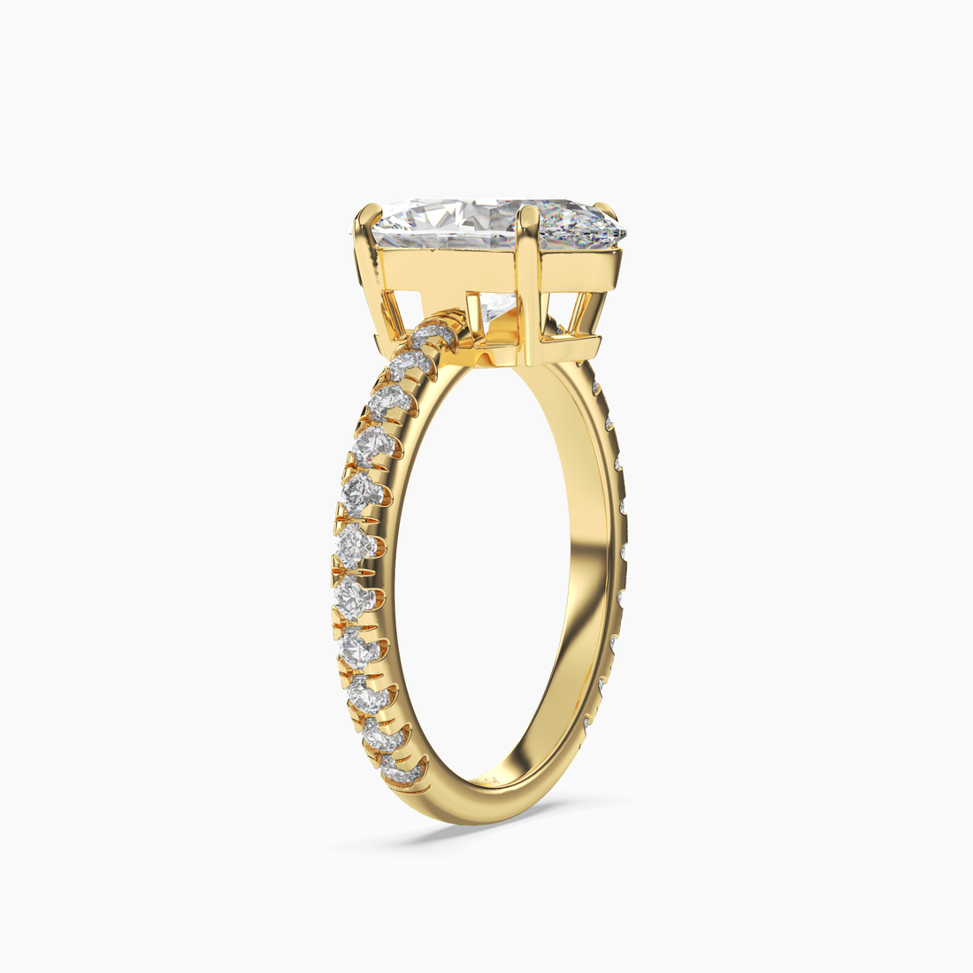 Aurora 4.5 Carat Oval Cut Pave Lab Grown Diamond Ring in Platinum - View 5