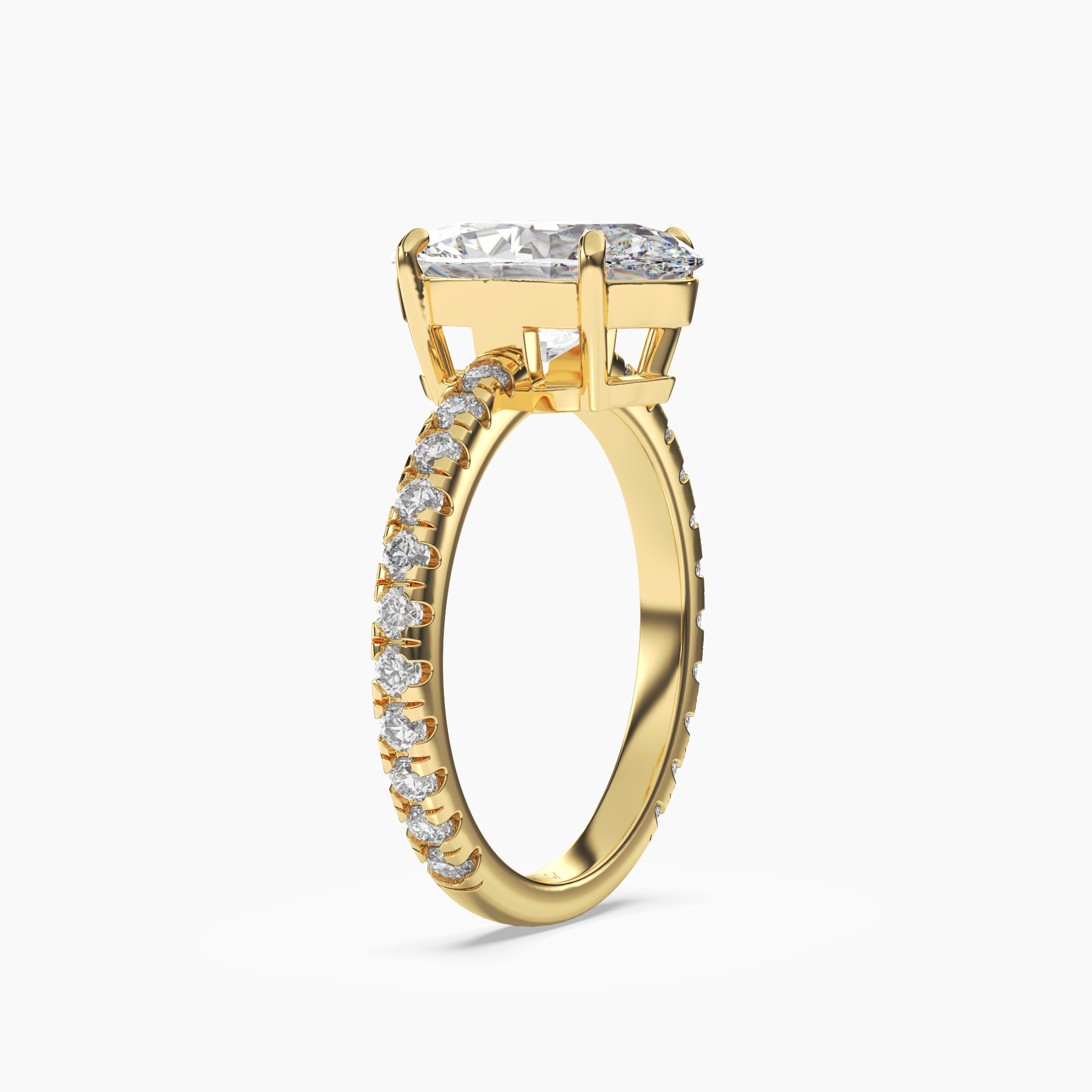 Aurora 1.5 Carat Oval Cut Pave Lab Grown Diamond Ring in Platinum - View 5