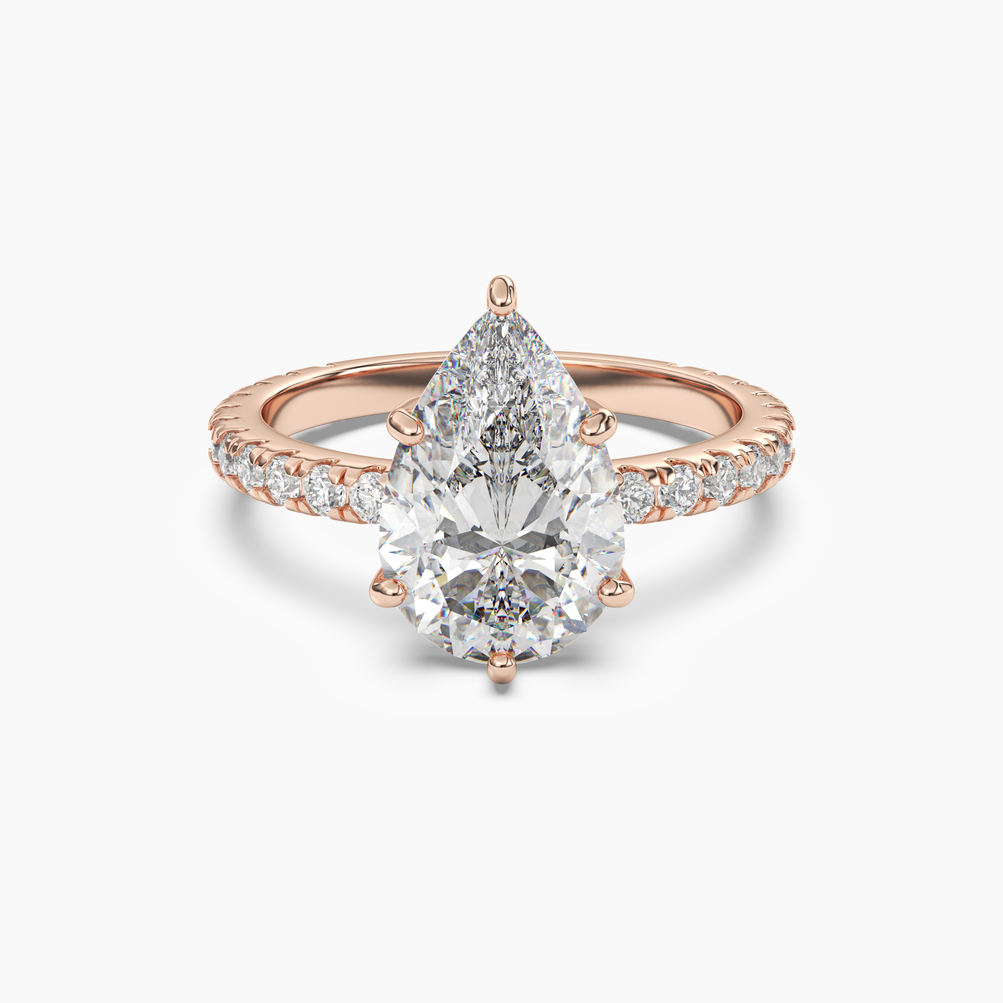 Aurora 5 Carat Pear Cut Pave Lab Grown Diamond Ring in Silver - View 7