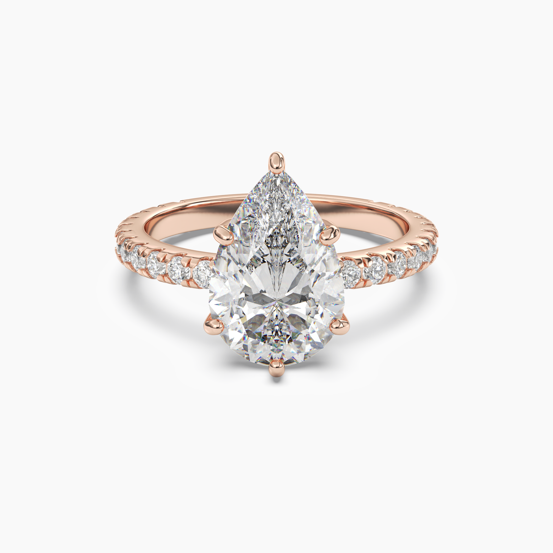 Aurora 3 Carat Pear Cut Pave Lab Grown Diamond Ring in Platinum - View 7