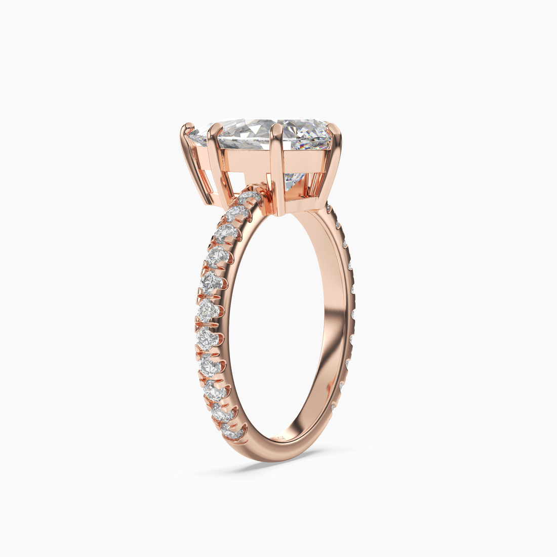 Aurora 5 Carat Pear Cut Pave Lab Grown Diamond Ring in 18K White Gold - View 8