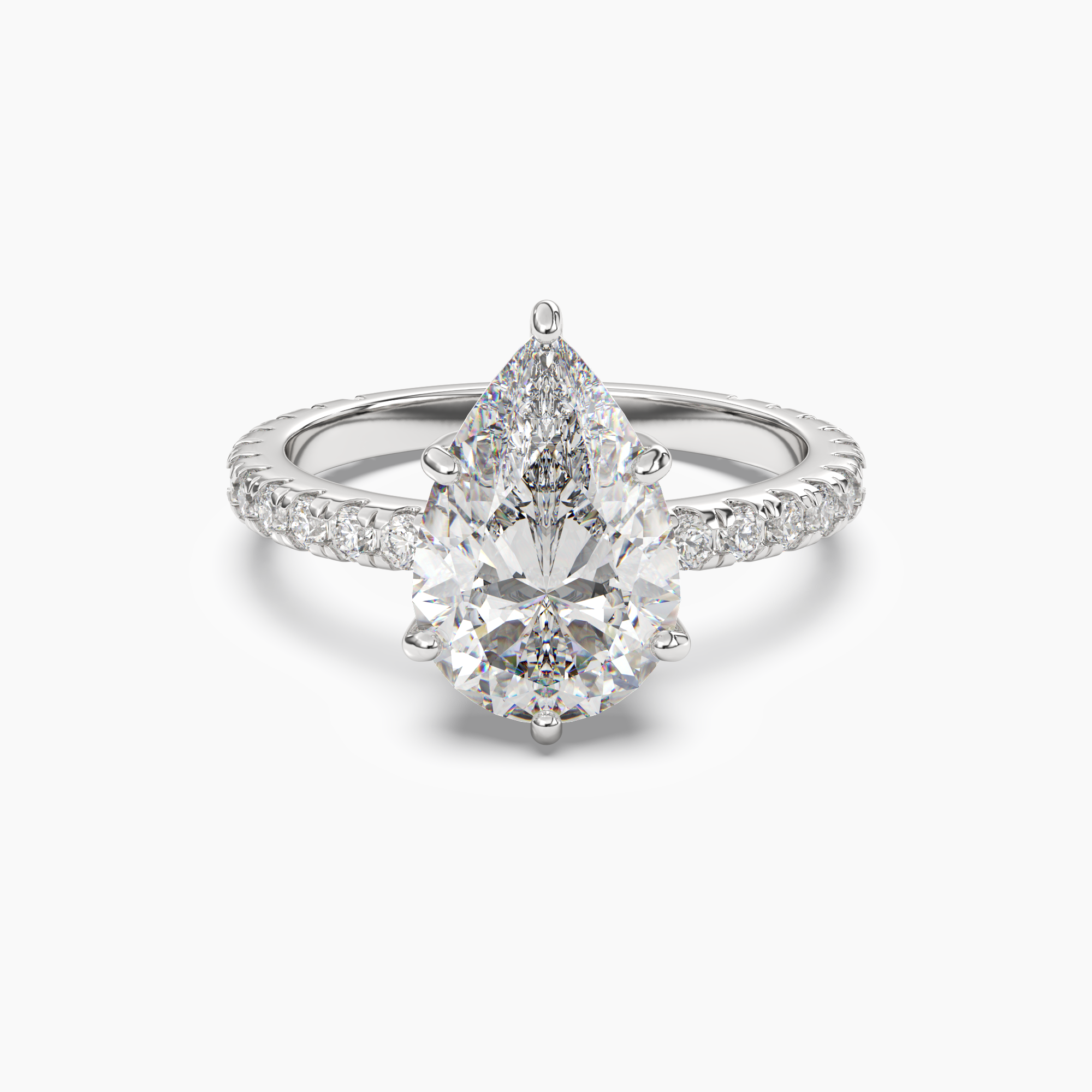 Aurora 1 Carat Pear Cut Pave Lab Grown Diamond Ring in Platinum
