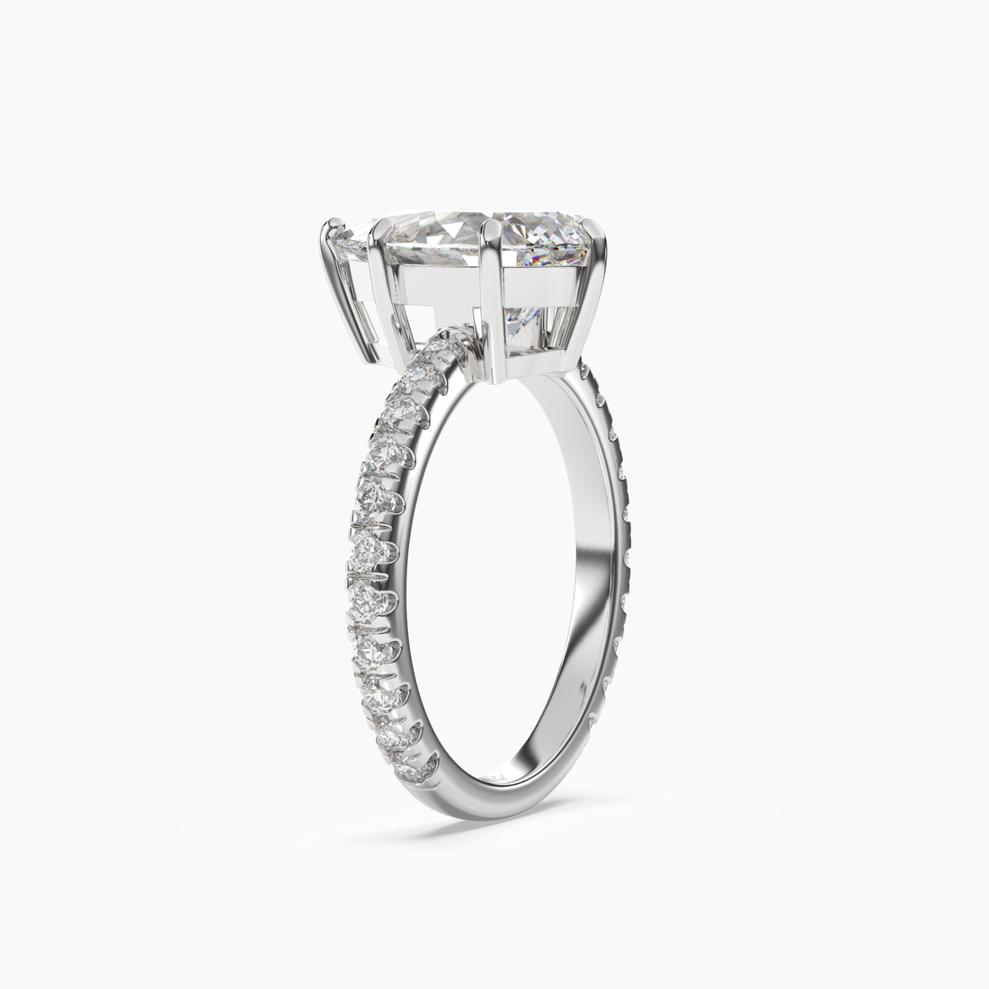 Aurora 2 Carat Pear Cut Pave Lab Grown Diamond Ring in 14K White Gold - View 2