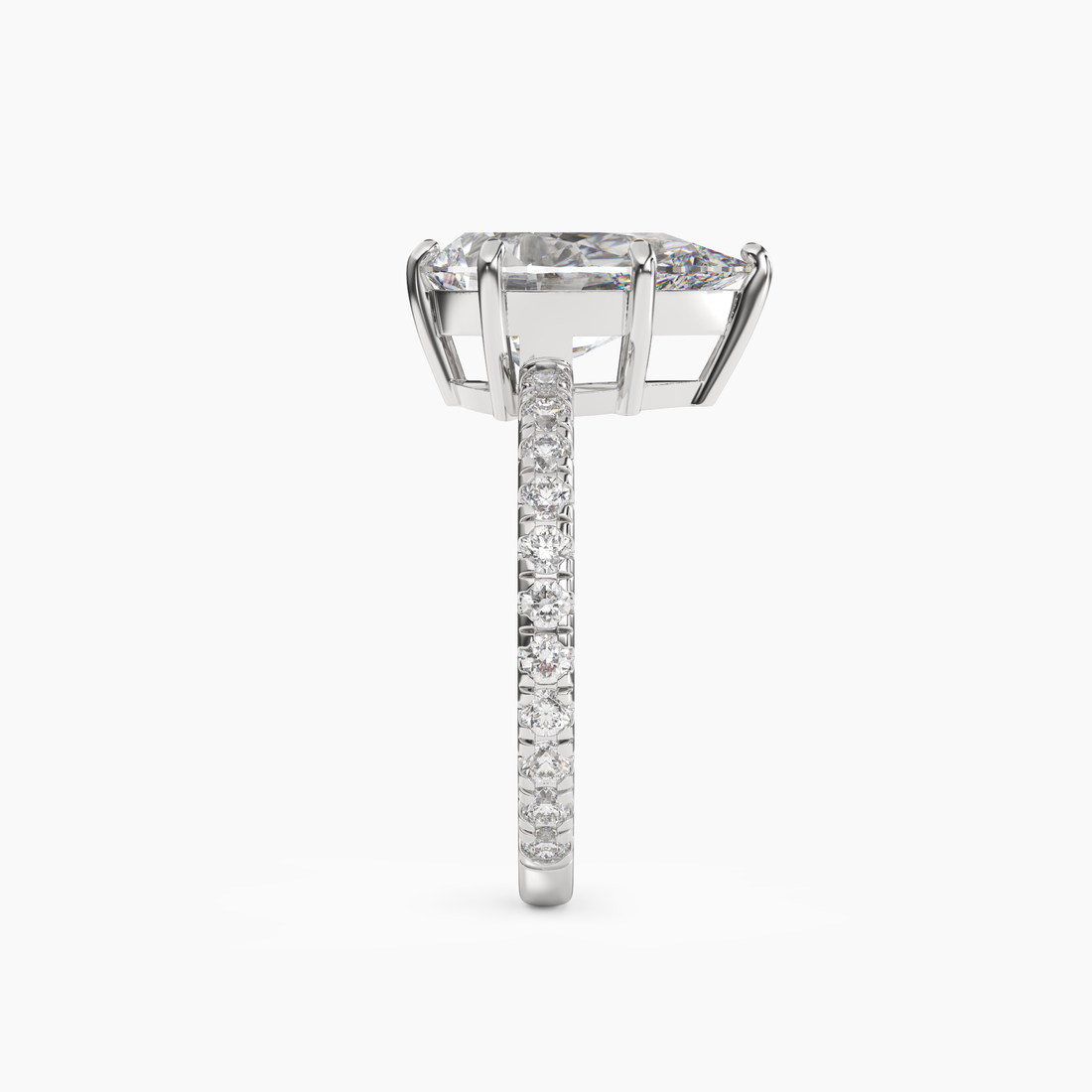 Aurora 2.5 Carat Pear Cut Pave Lab Grown Diamond Ring in 14K White Gold - View 3