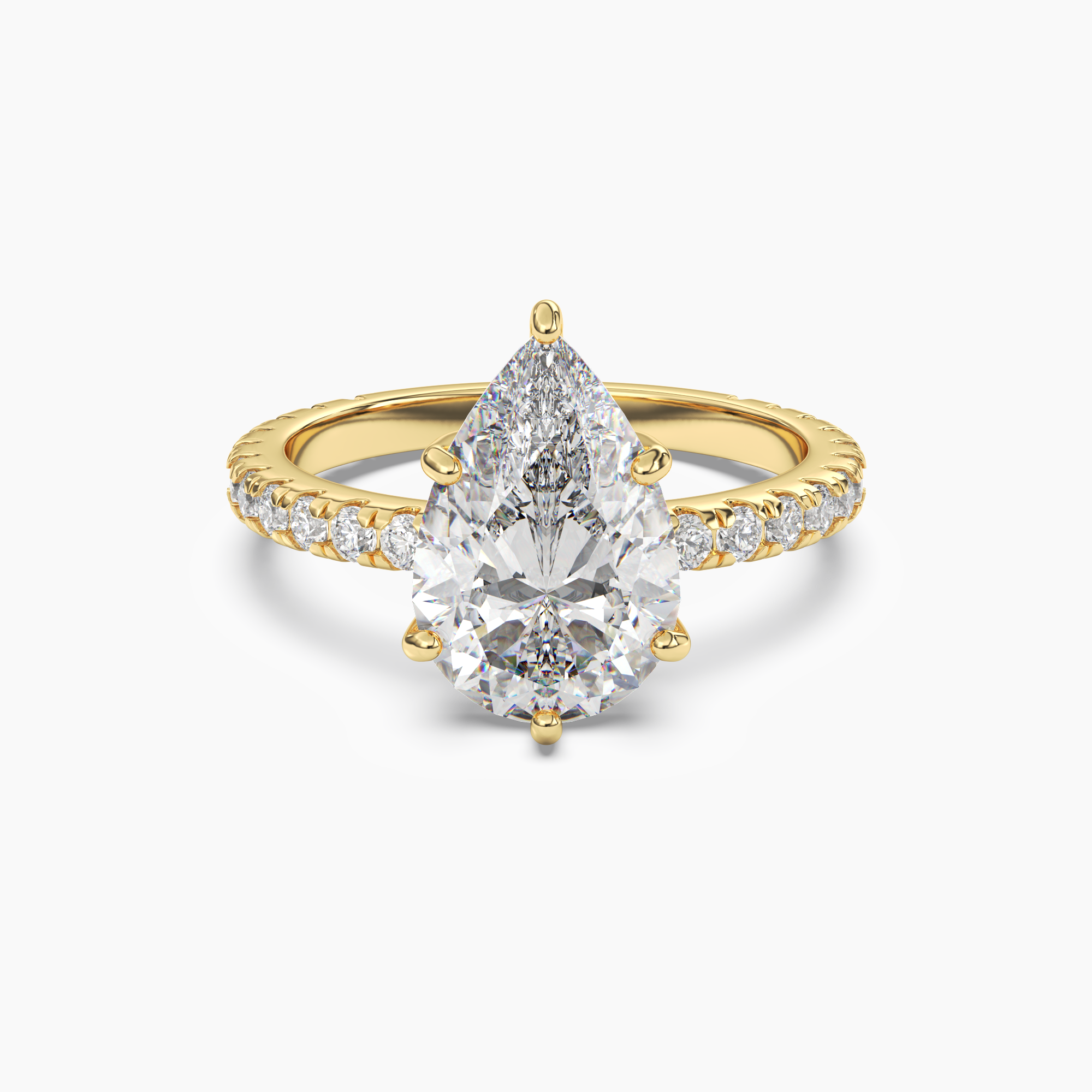 Aurora 1 Carat Pear Cut Pave Lab Grown Diamond Ring in Silver - View 4
