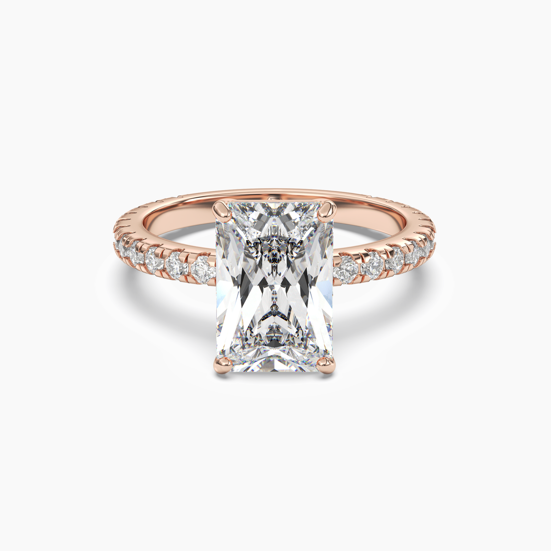 Aurora 2 Carat Radiant Cut Pave Lab Grown Diamond Ring in Platinum - View 7