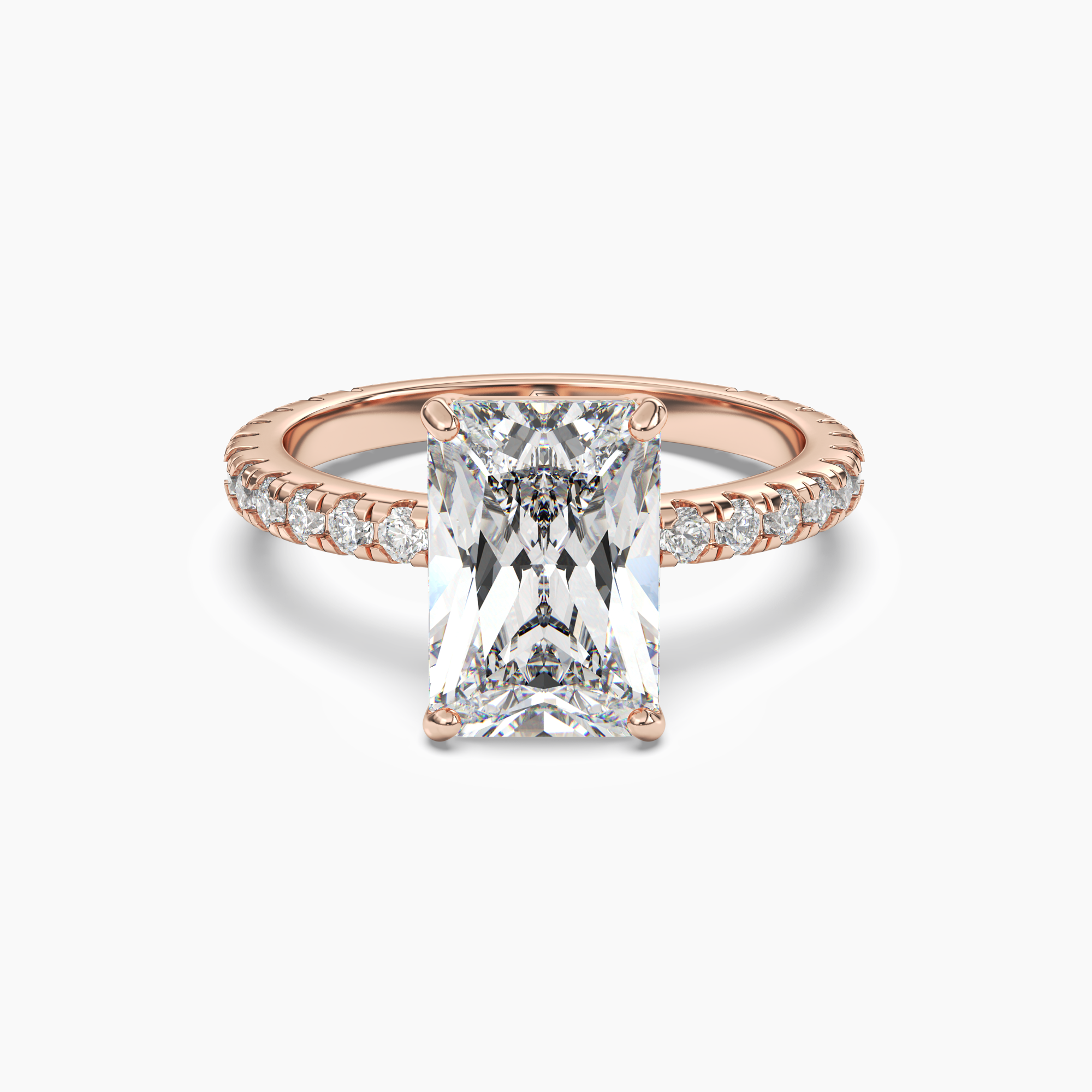 Cascade Radiant 1.5 Carat Lab Grown Diamond Engagement Ring in 18K Rose Gold