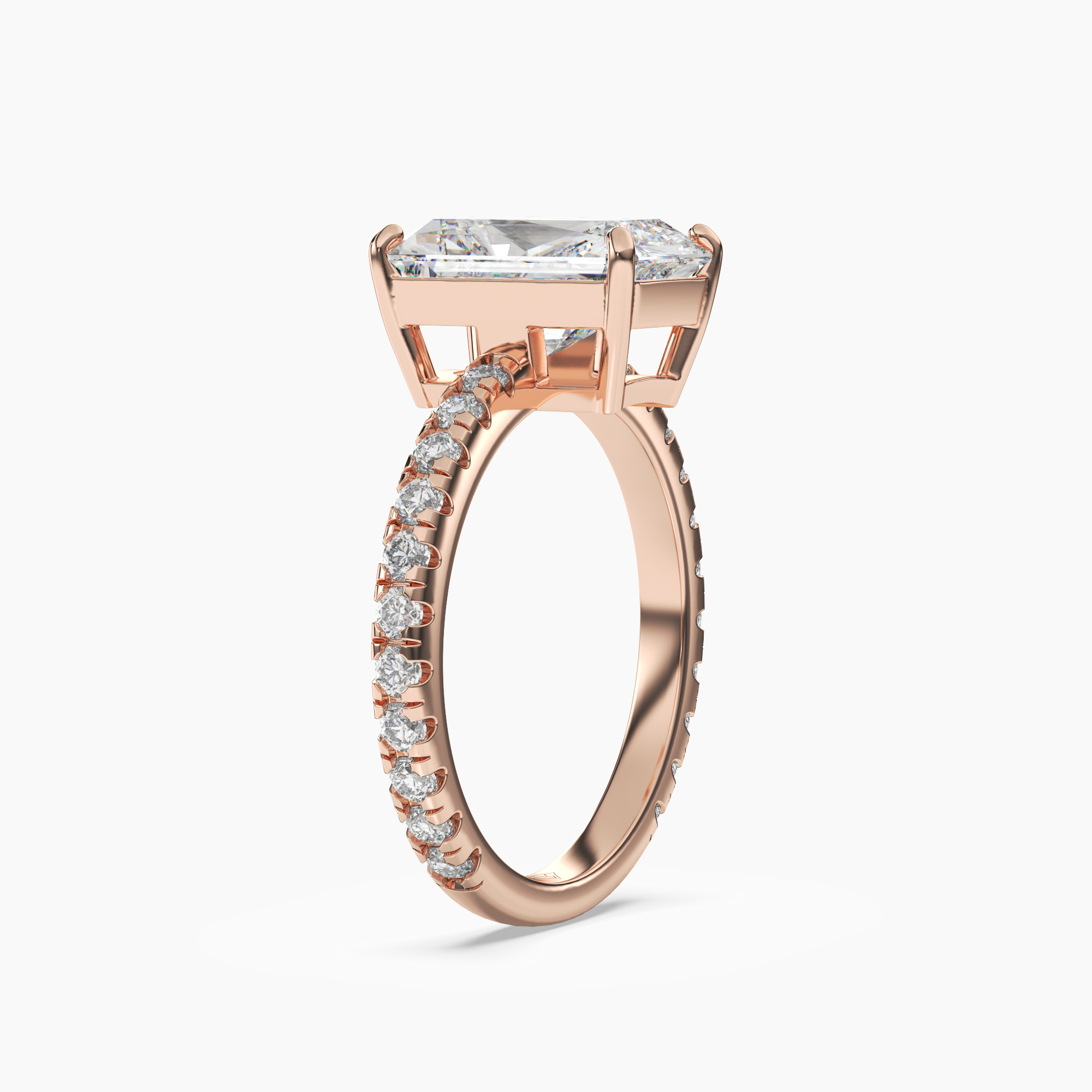 Aurora 4 Carat Radiant Cut Pave Lab Grown Diamond Ring in Platinum - View 8