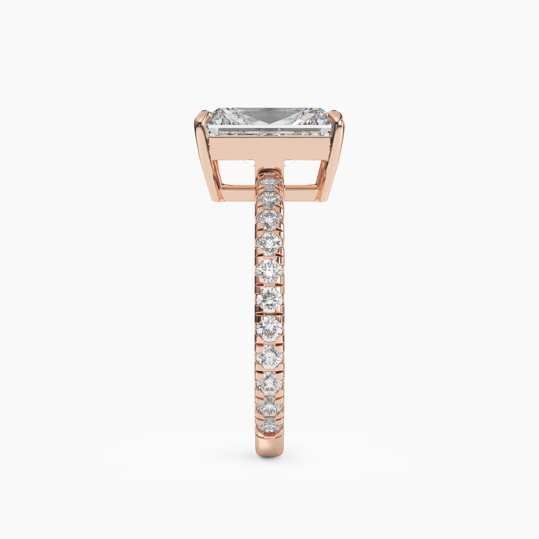 Aurora 4.5 Carat Radiant Cut Pave Lab Grown Diamond Ring in 18K Rose Gold - View 3