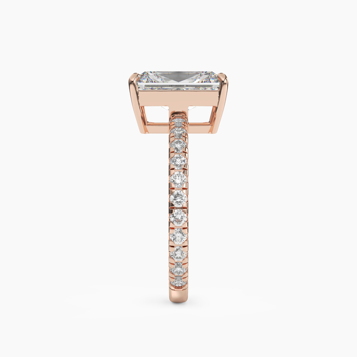 Aurora 3.5 Carat Radiant Cut Pave Lab Grown Diamond Ring in 14K Yellow Gold - View 9