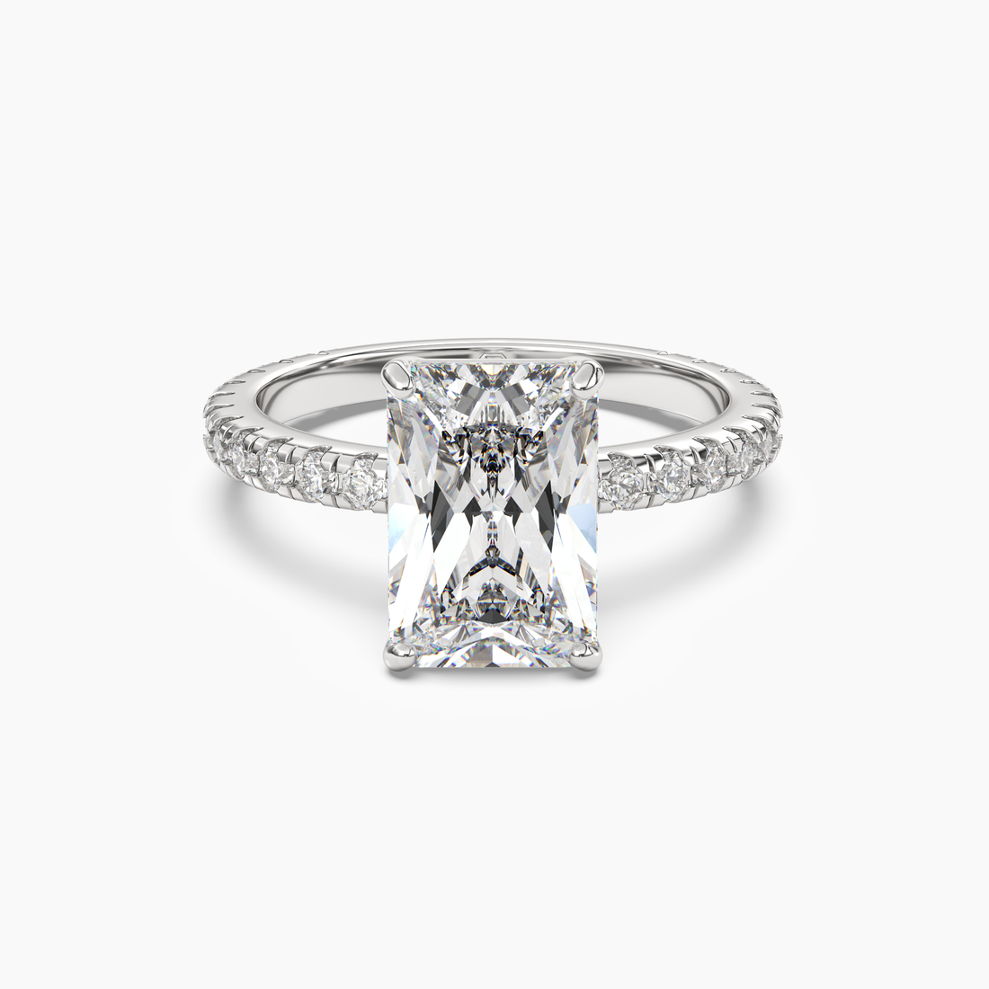 Aurora 2 Carat Radiant Cut Pave Lab Grown Diamond Ring in Platinum