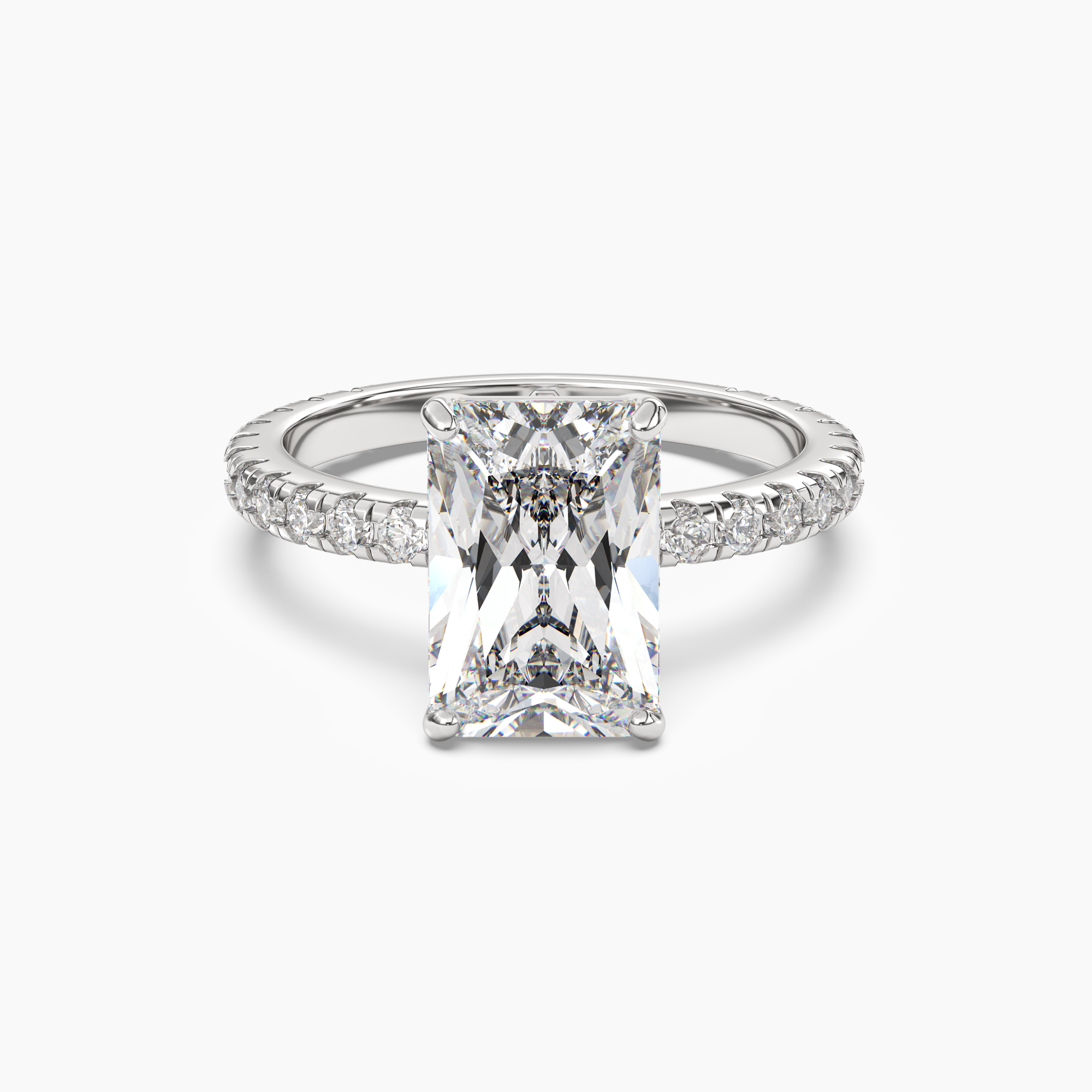 Aurora 2.5 Carat Radiant Cut Pave Lab Grown Diamond Ring in Silver
