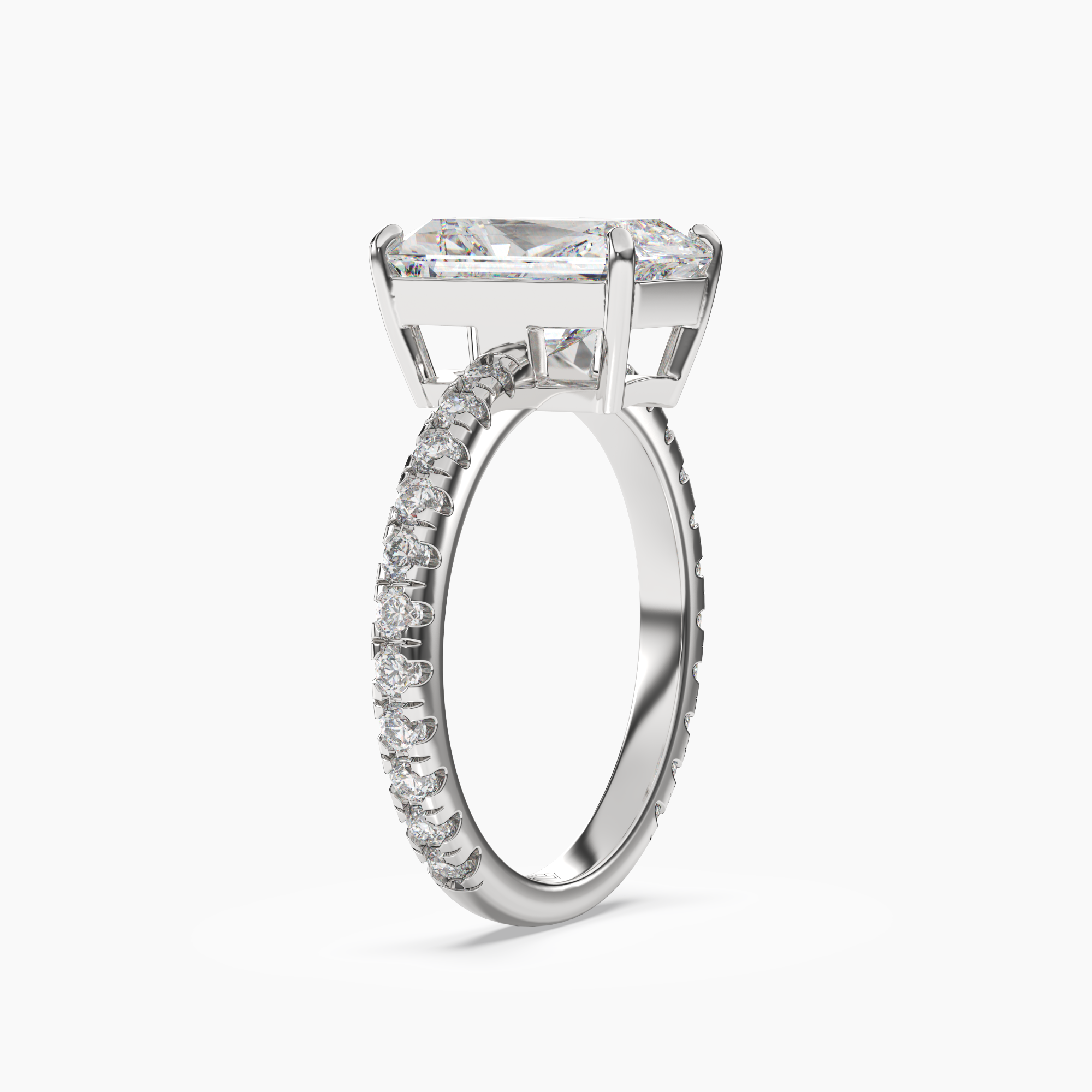 Aurora 1.5 Carat Radiant Cut Pave Lab Grown Diamond Ring in Platinum - View 2