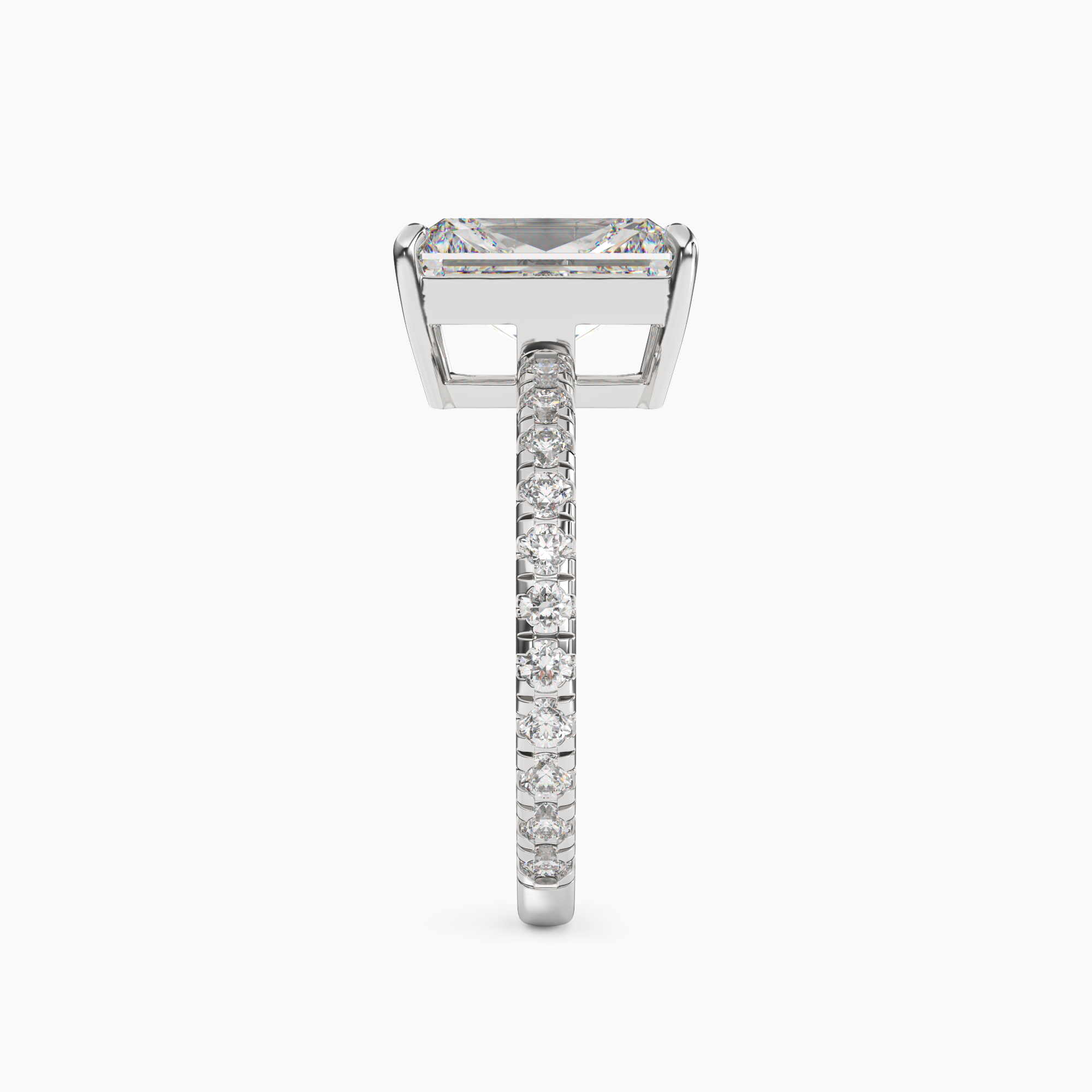 Aurora 1.5 Carat Radiant Cut Pave Lab Grown Diamond Ring in Platinum - View 3