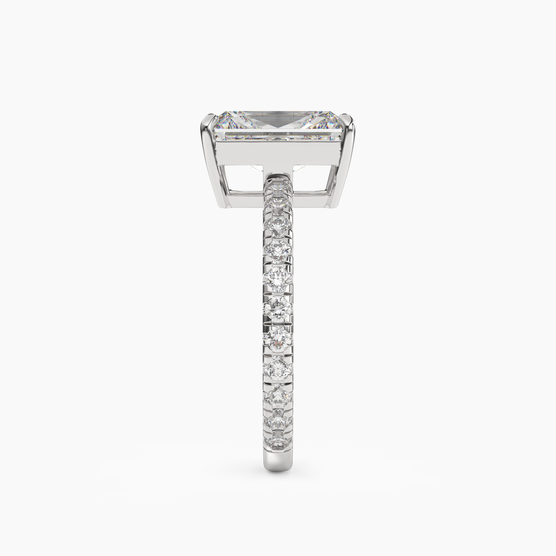 Aurora 5 Carat Radiant Cut Pave Lab Grown Diamond Ring in Platinum - View 3