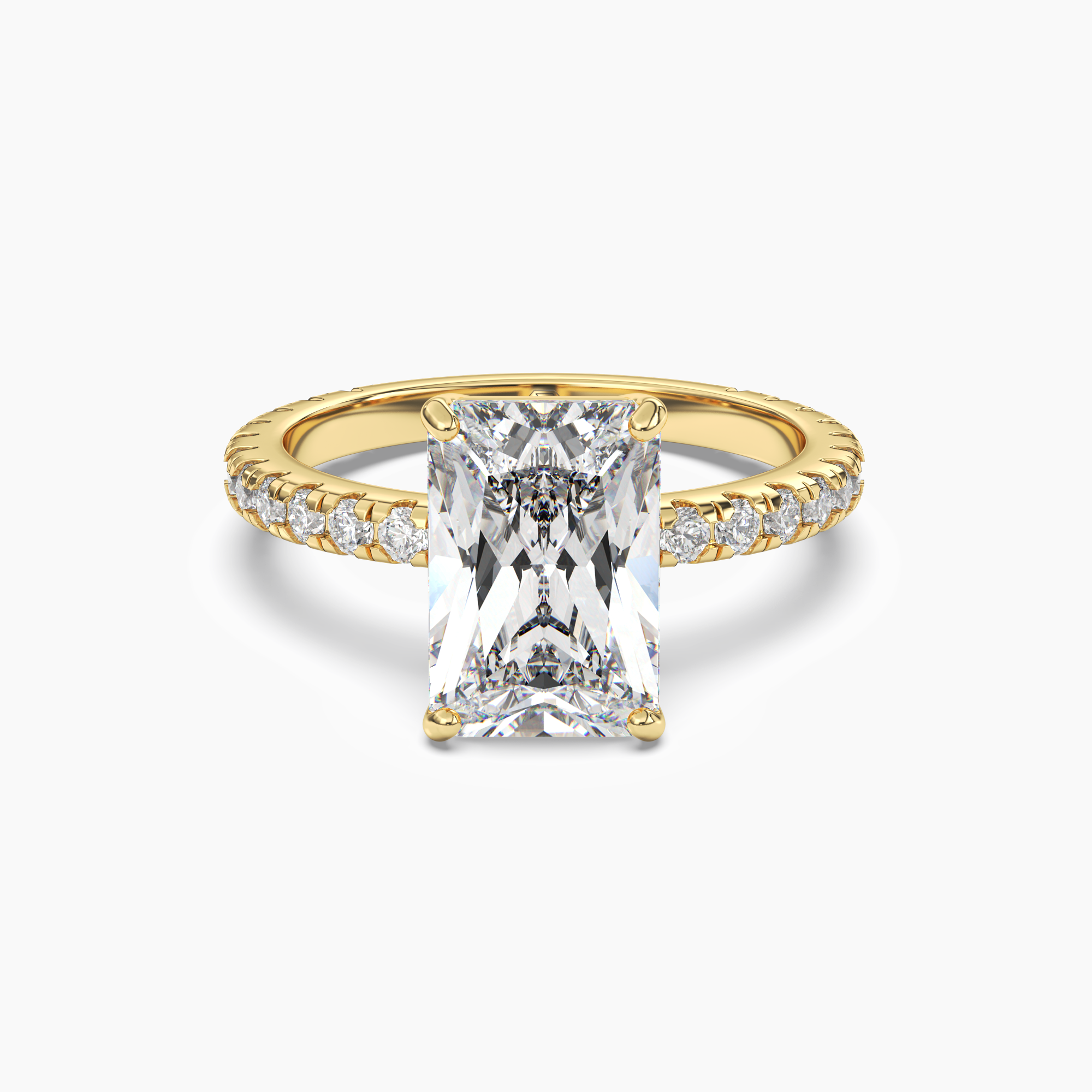 Aurora 3.5 Carat Radiant Cut Pave Lab Grown Diamond Ring in Silver - View 4