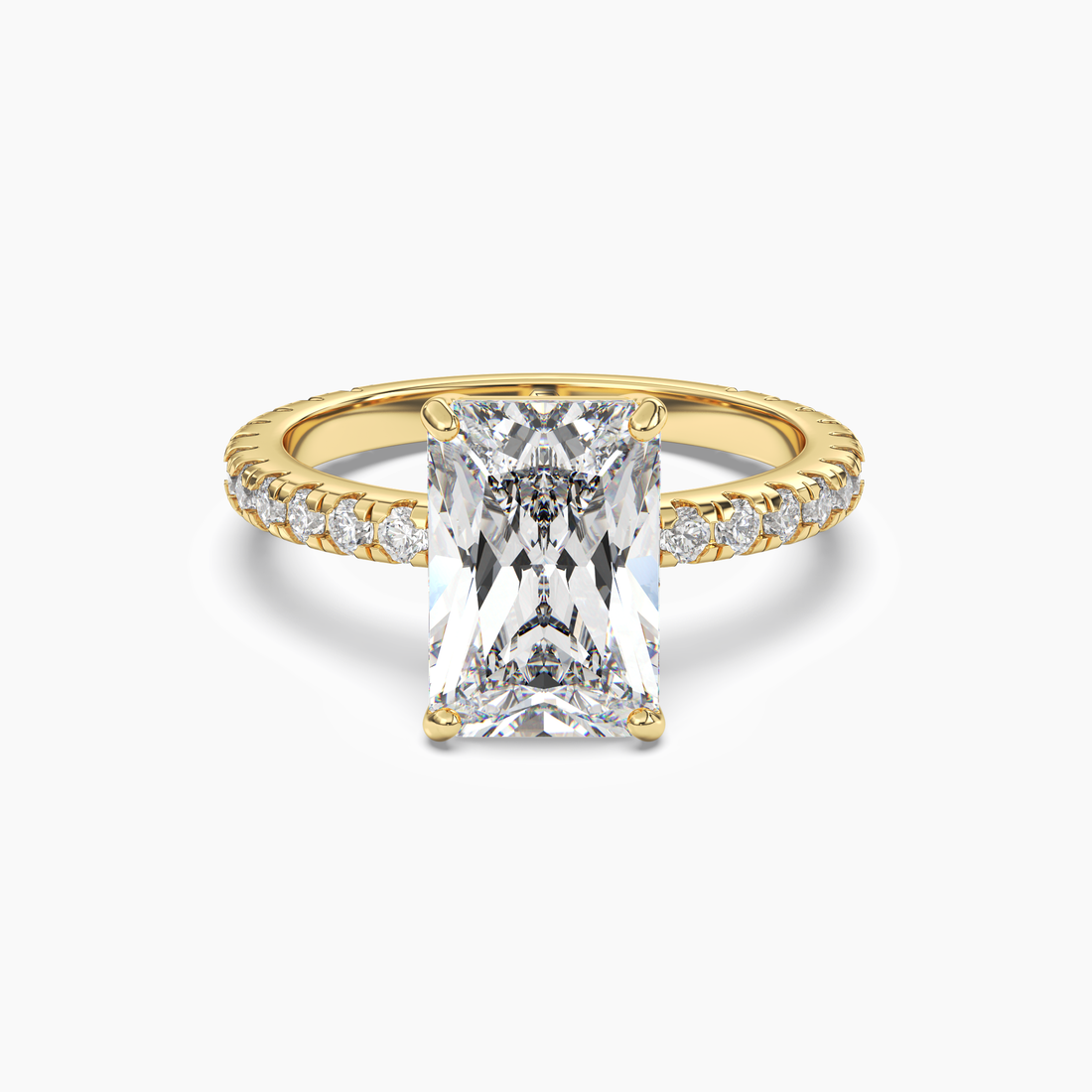 Aurora 3.5 Carat Radiant Cut Pave Lab Grown Diamond Ring in Silver - View 4