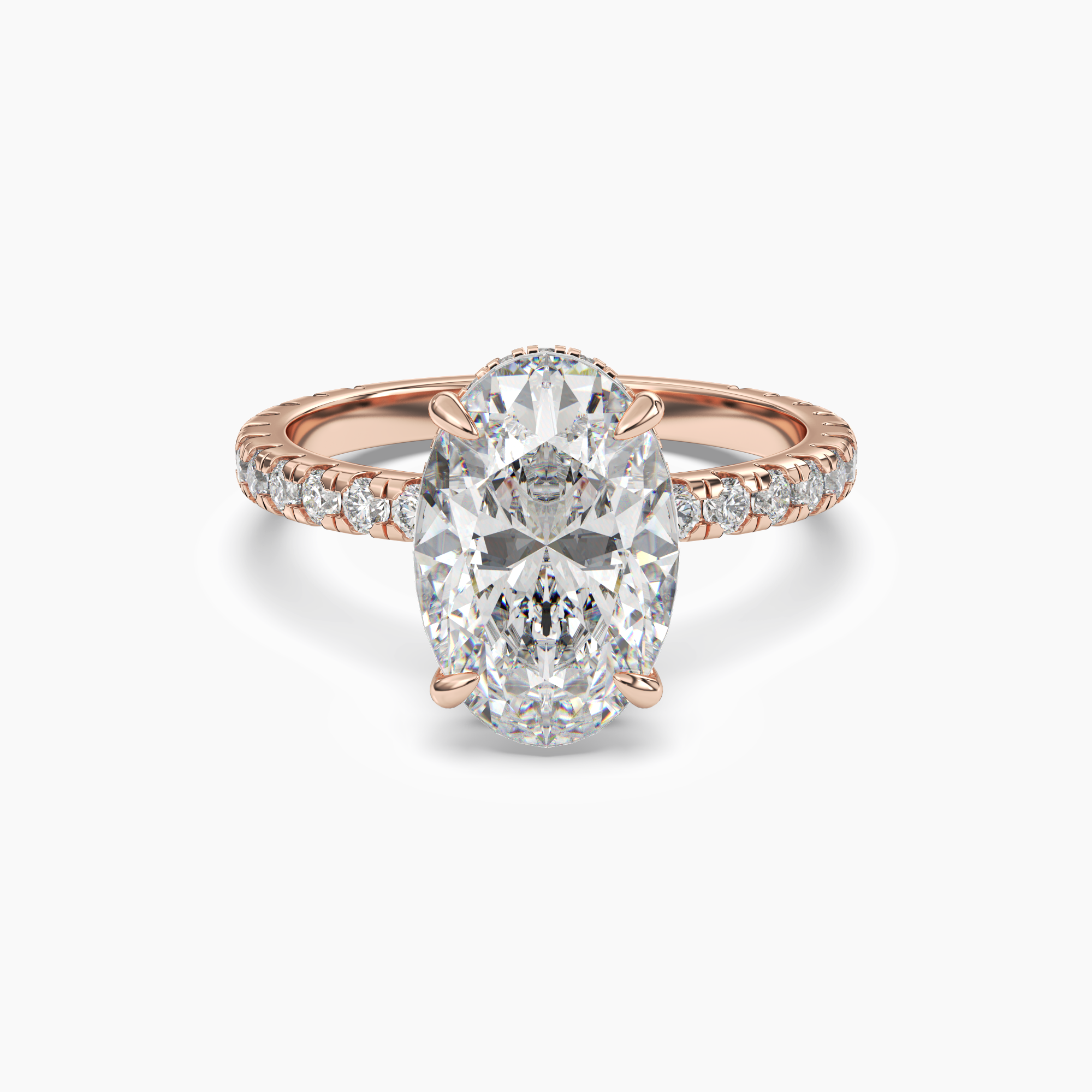Clara 3.5 Carat Oval Cut Pave Lab Grown Diamond Ring in Platinum - View 7