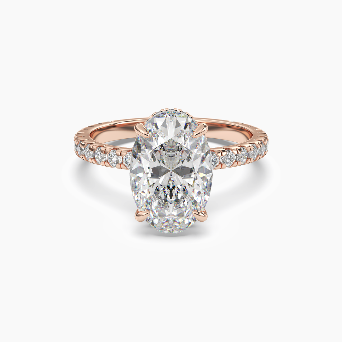 Clara 2 Carat Oval Cut Pave Lab Grown Diamond Ring in 14K White Gold - View 7