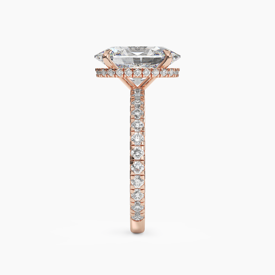 Clara 3.5 Carat Oval Cut Pave Lab Grown Diamond Ring in 14K Yellow Gold - View 9