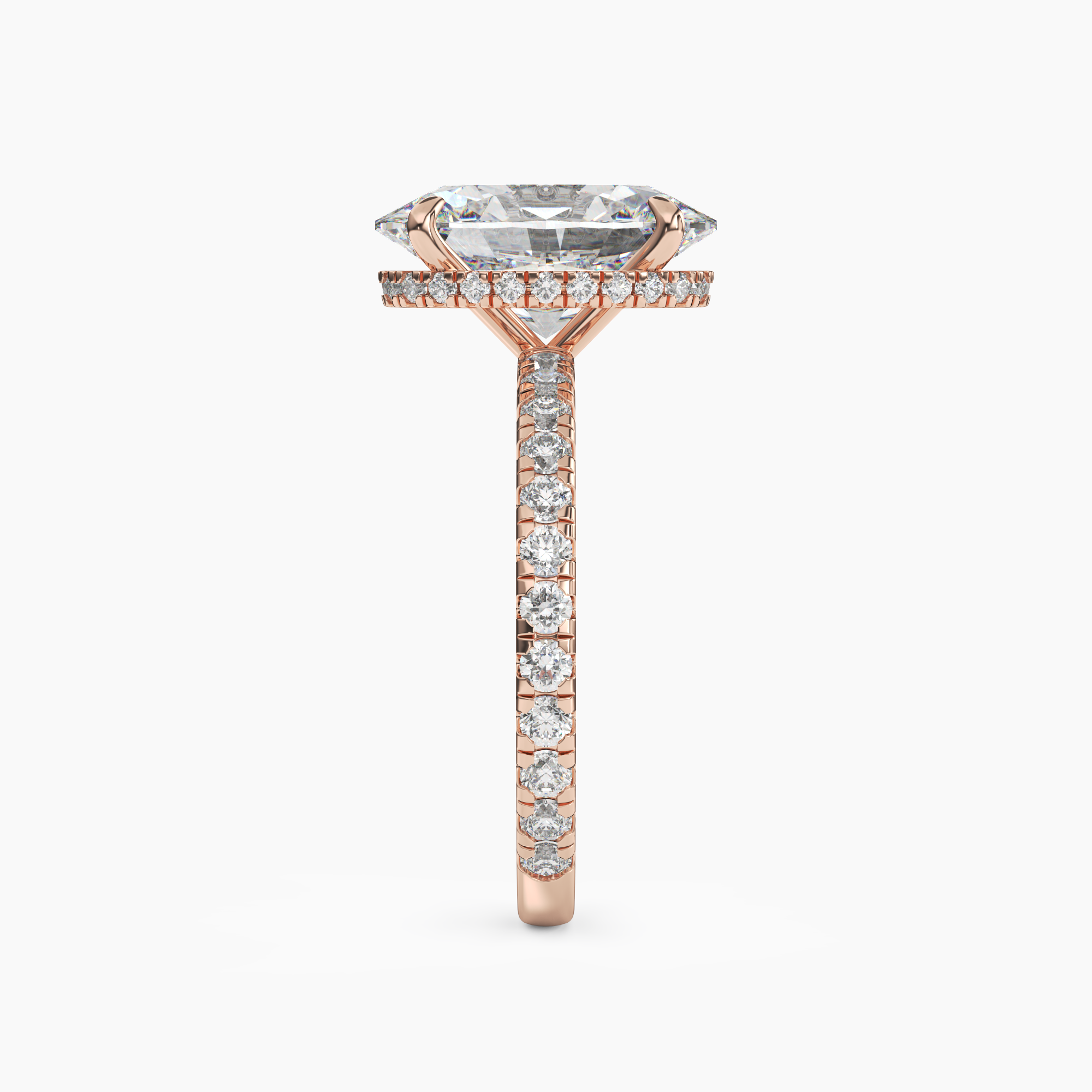 Fresco Oval Hidden Halo 1.5 Carat Lab Grown Diamond Engagement Ring in 18K Rose Gold