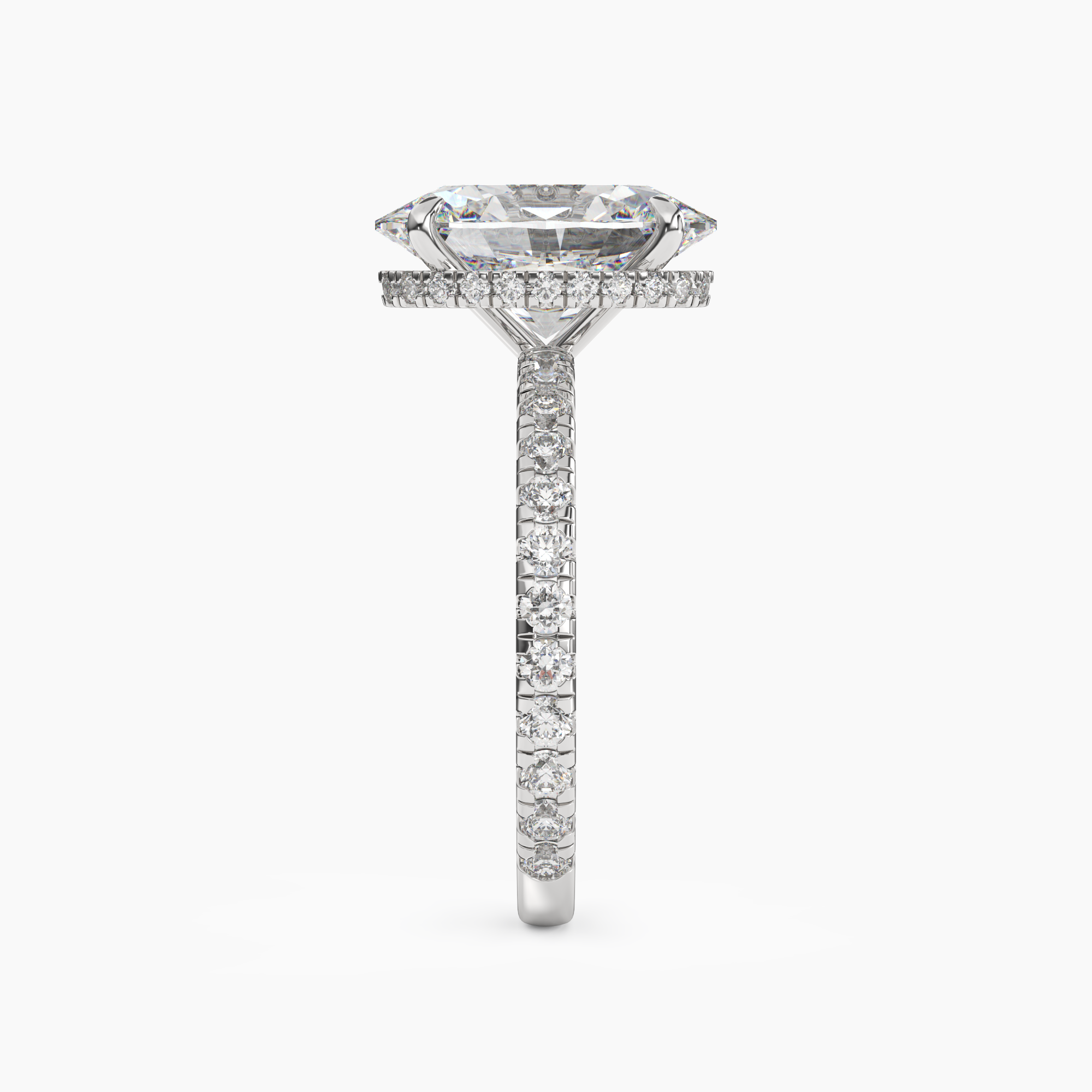 Clara 4.5 Carat Oval Cut Pave Lab Grown Diamond Ring in Platinum - View 3