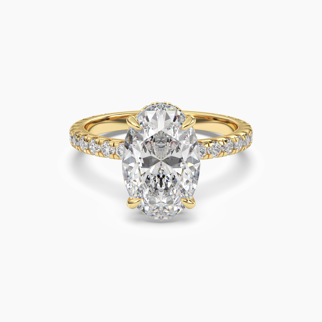 Clara 4 Carat Oval Cut Pave Lab Grown Diamond Ring in 14K Rose Gold - View 7
