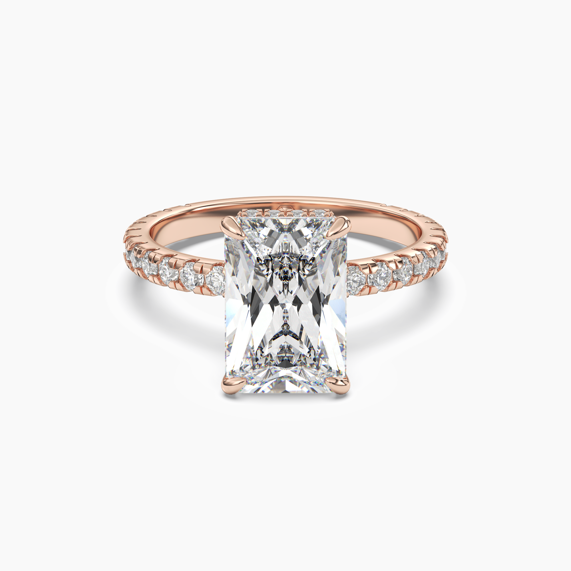 Clara 5 Carat Radiant Cut Pave Lab Grown Diamond Ring in 10K White Gold - View 7