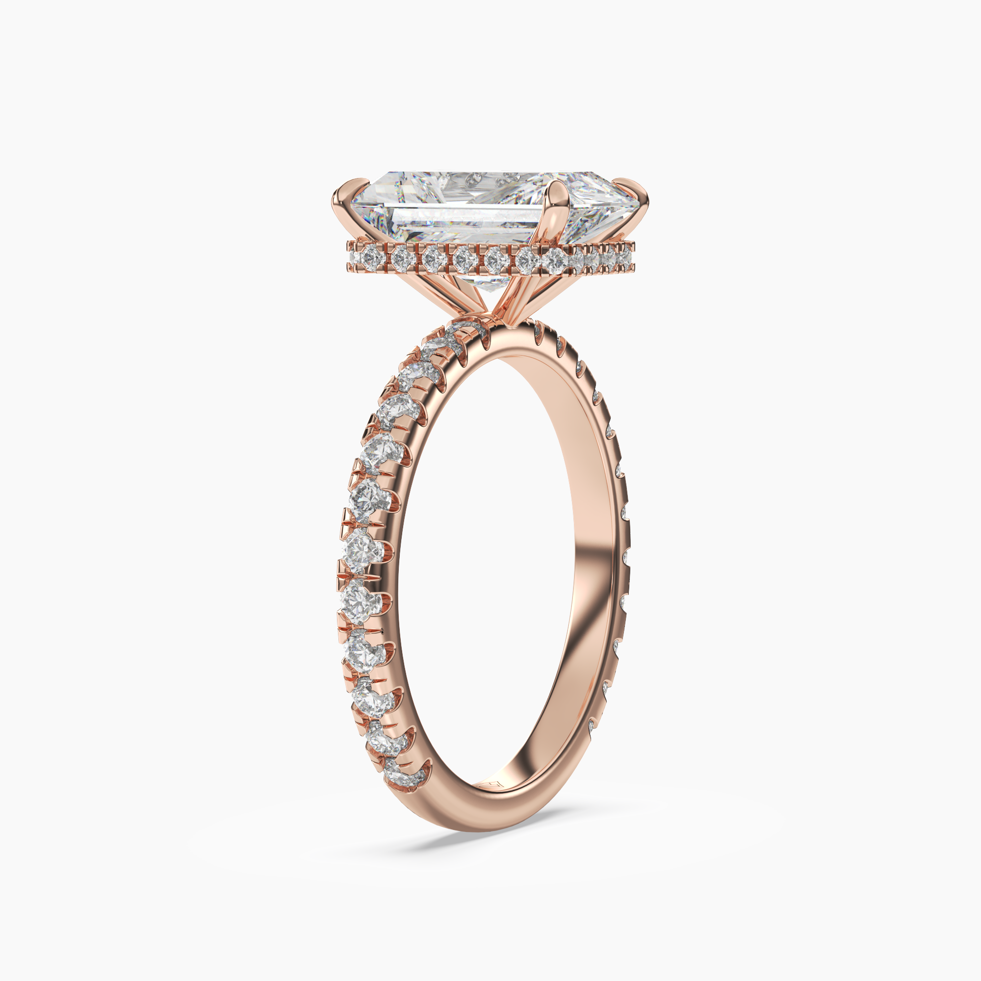Clara 4.5 Carat Radiant Cut Pave Lab Grown Diamond Ring in 18K Yellow Gold - View 8