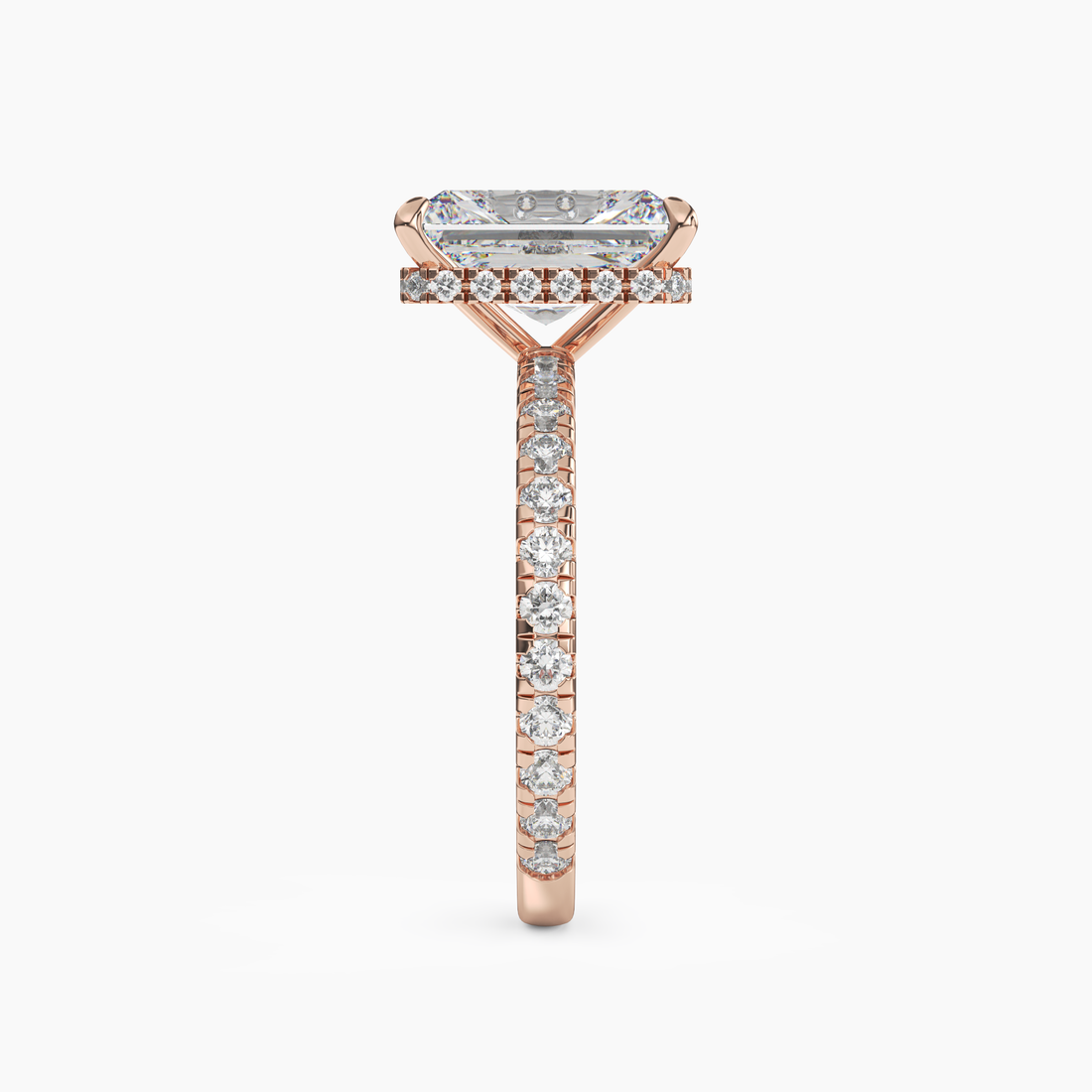 Clara 5 Carat Radiant Cut Pave Lab Grown Diamond Ring in 18K White Gold - View 9