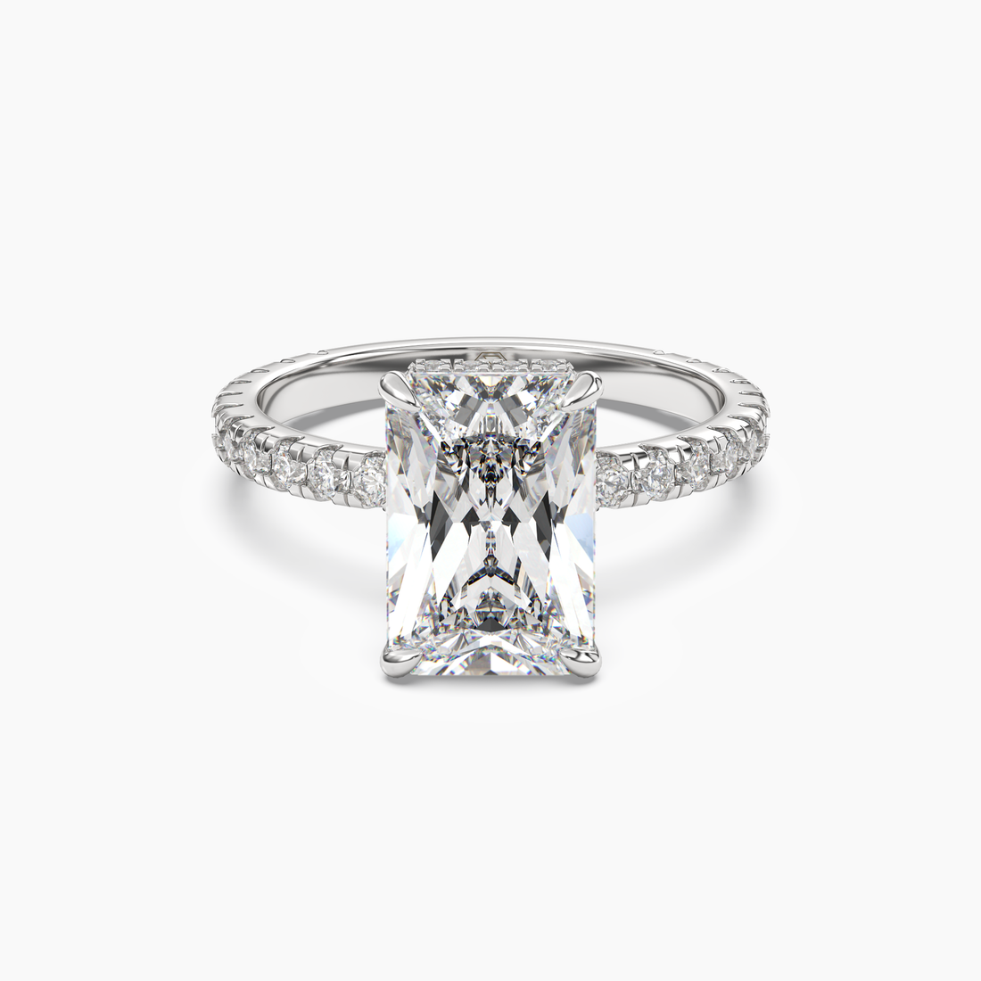Clara 2.5 Carat Radiant Cut Pave Lab Grown Diamond Ring in 14K White Gold