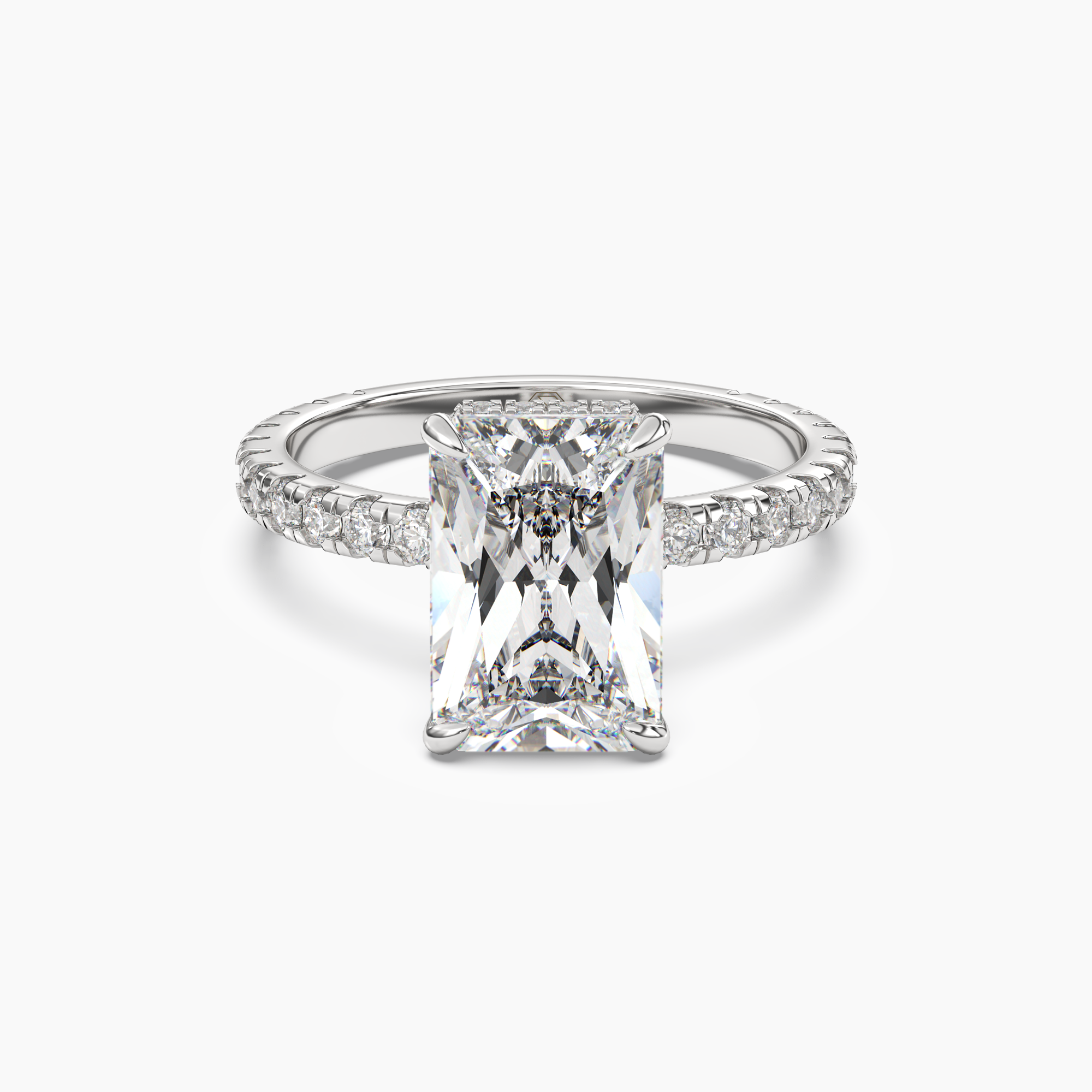 Clara 2 Carat Radiant Cut Pave Lab Grown Diamond Ring in 18K Yellow Gold - View 4