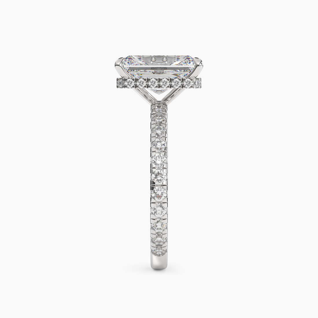 Clara 3 Carat Radiant Cut Pave Lab Grown Diamond Ring in Platinum - View 3