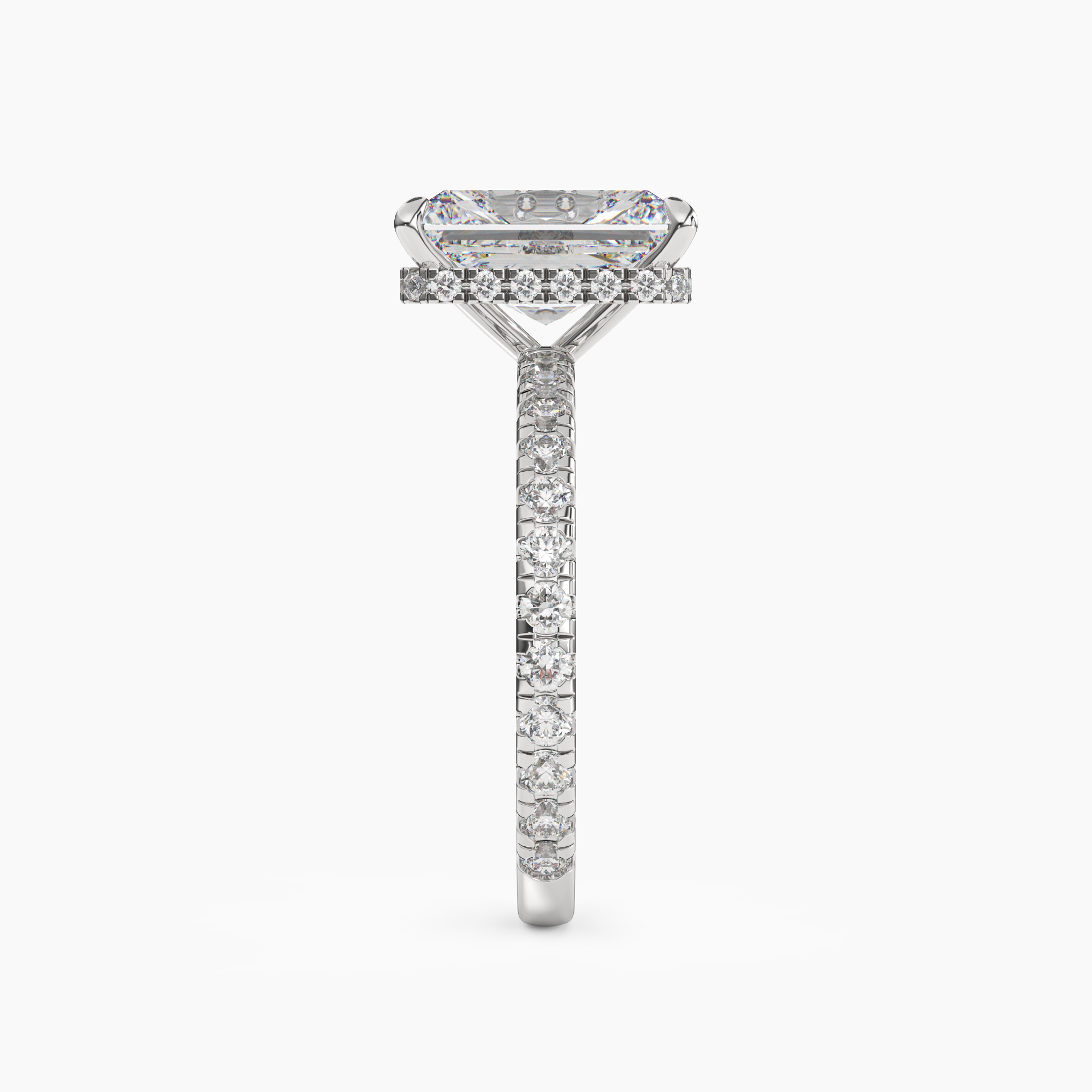 Clara 2.5 Carat Radiant Cut Pave Lab Grown Diamond Ring in Silver - View 3