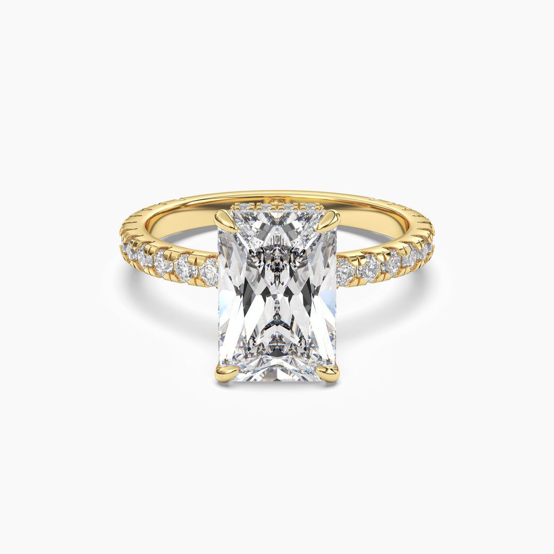 Clara 4 Carat Radiant Cut Pave Lab Grown Diamond Ring in Platinum - View 4