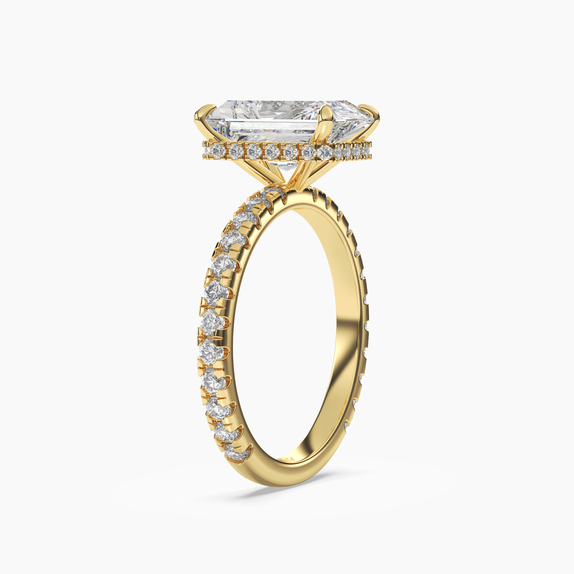 Clara 3 Carat Radiant Cut Pave Lab Grown Diamond Ring in 14K White Gold - View 5