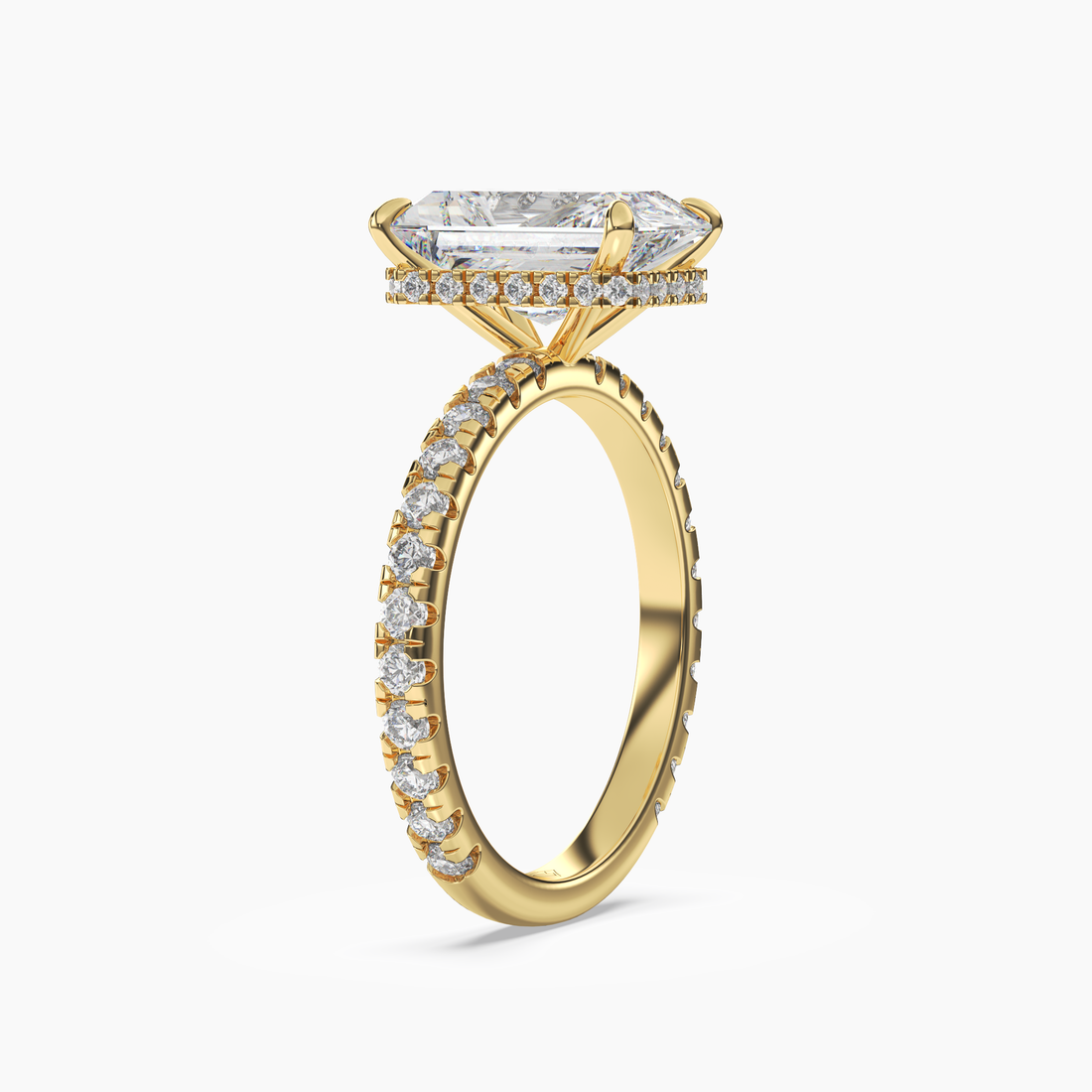 Clara 3.5 Carat Radiant Cut Pave Lab Grown Diamond Ring in 14K Rose Gold - View 8