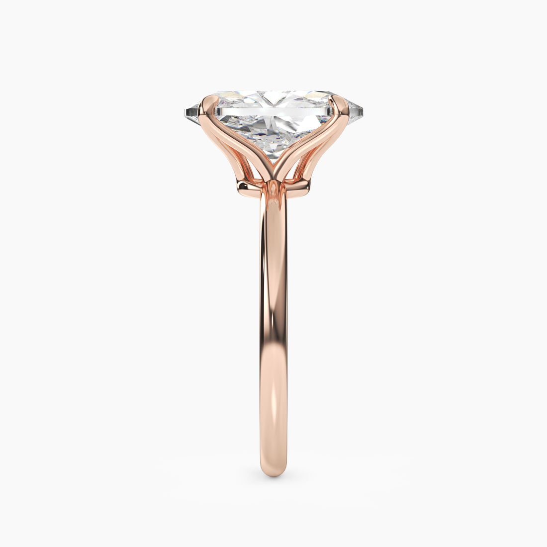 Isla 3.5 Carat Oval Cut Solitaire Lab Grown Diamond Ring in 14K Rose Gold - View 3