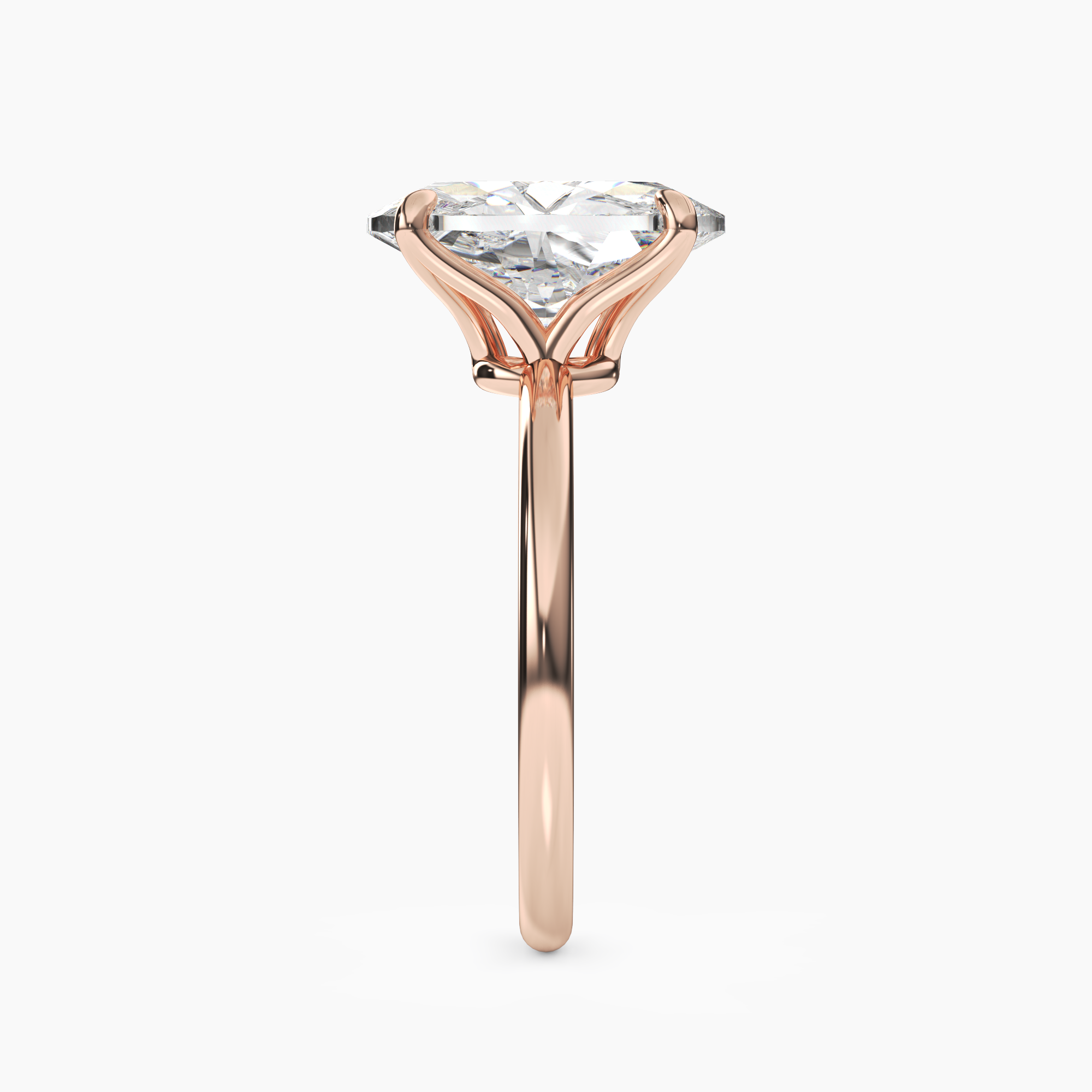 Isla 2.5 Carat Oval Cut Solitaire Lab Grown Diamond Ring in 14K Rose Gold - View 3