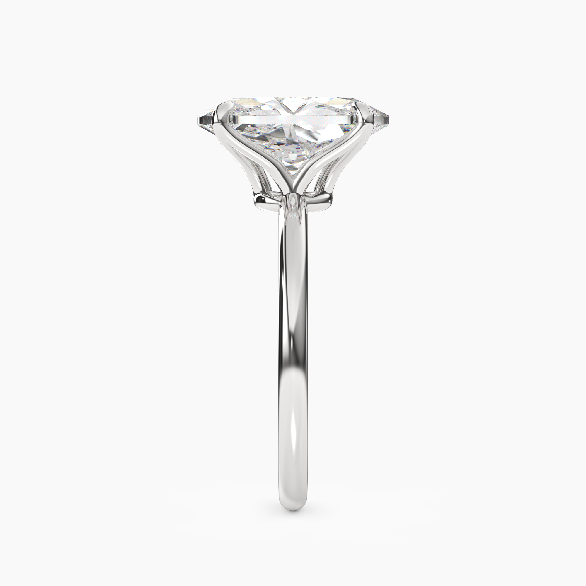 Isla 4 Carat Oval Cut Solitaire Lab Grown Diamond Ring in 18K White Gold - View 3
