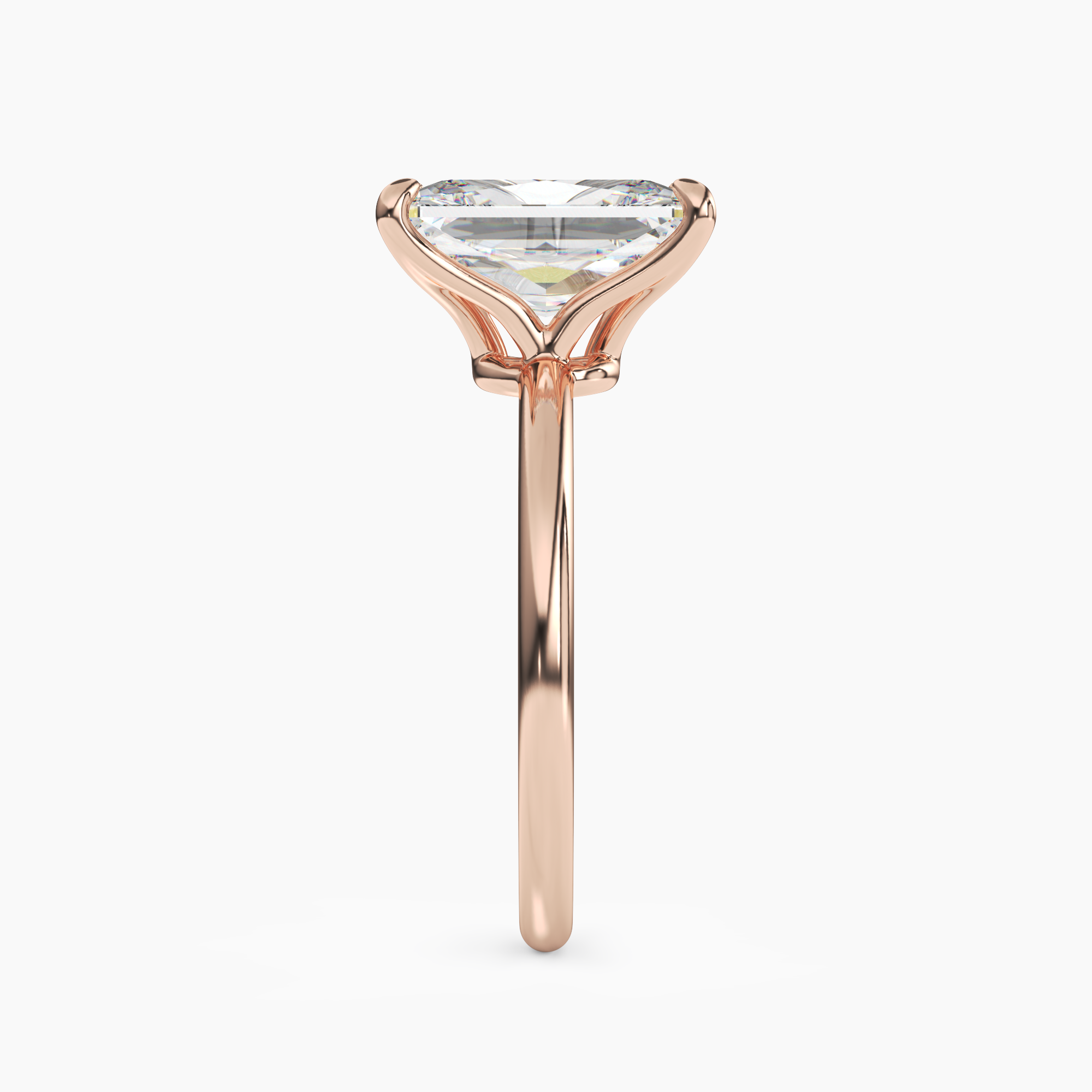 Isla 3 Carat Radiant Cut Solitaire Lab Grown Diamond Ring in 14K Rose Gold - View 3