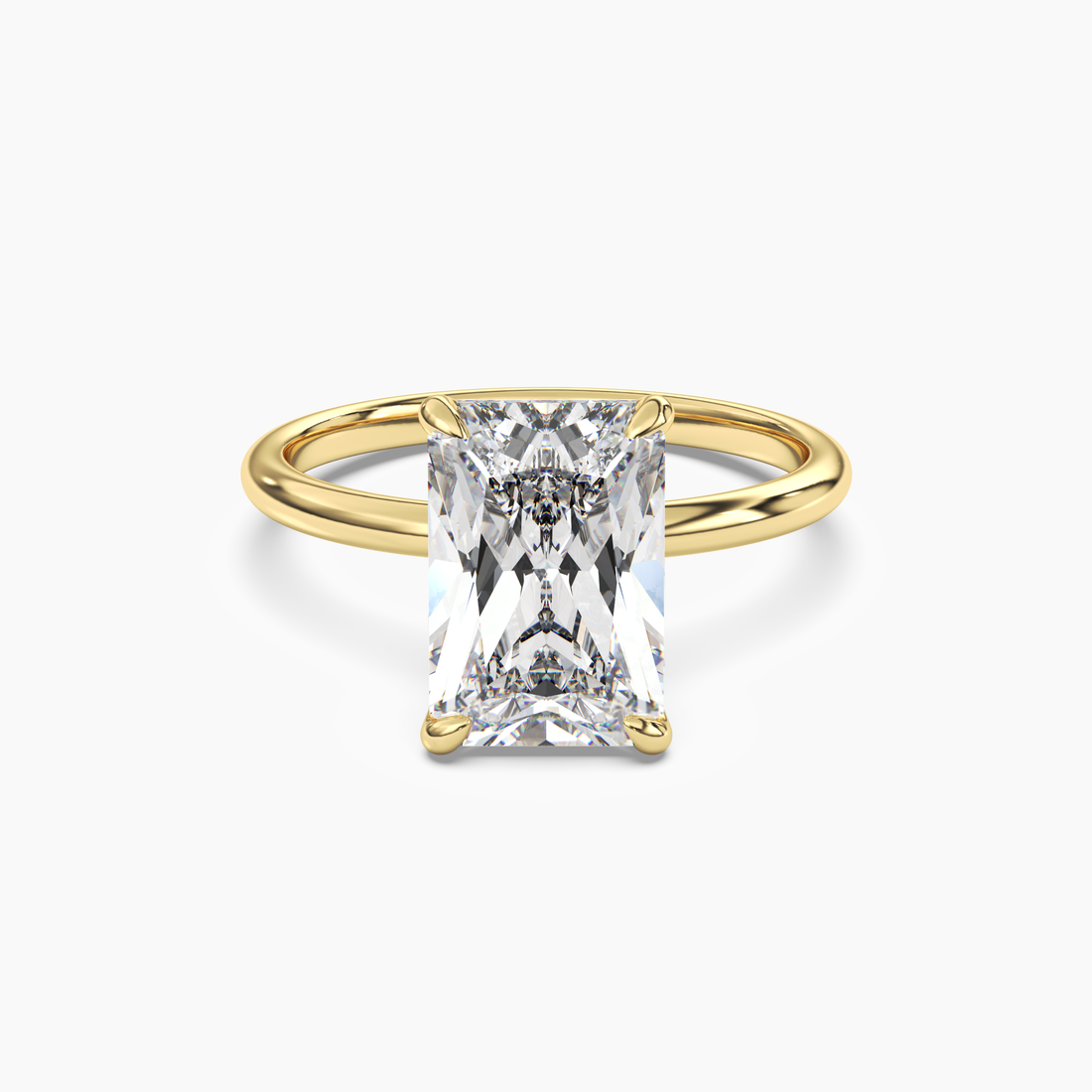 Isla 2.5 Carat Radiant Cut Solitaire Lab Grown Diamond Ring in 10K Yellow Gold