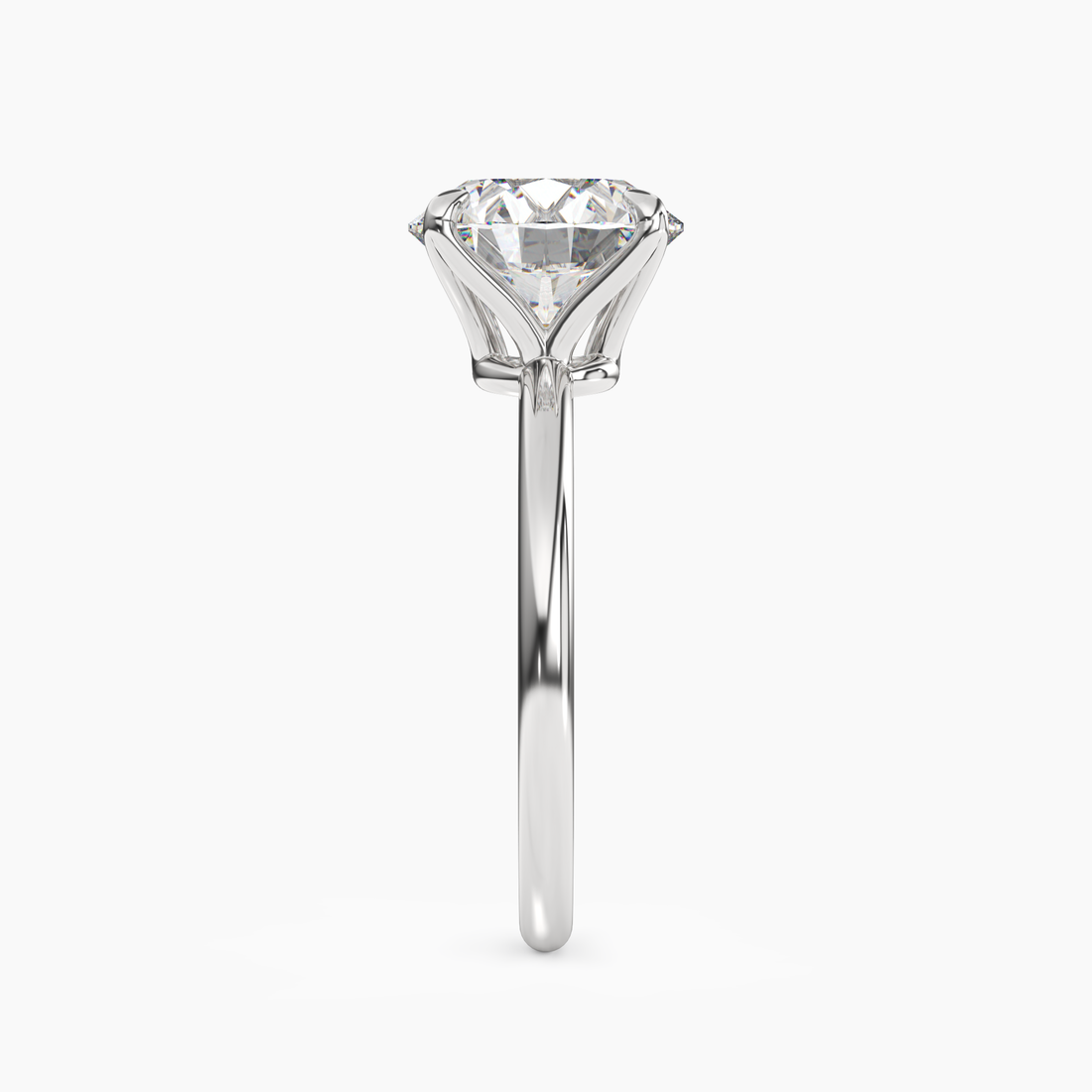 Isla 5 Carat Round Cut Solitaire Lab Grown Diamond Ring in Silver - View 3