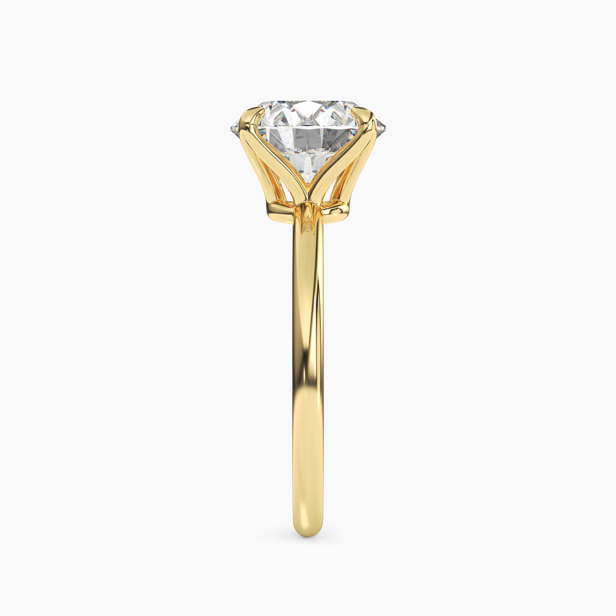 Isla 4 Carat Round Cut Solitaire Lab Grown Diamond Ring in 14K Yellow Gold - View 3