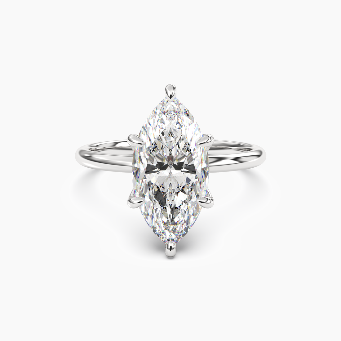 Evelyn 4 Carat Marquise Cut Solitaire Lab Grown Diamond Ring in Silver