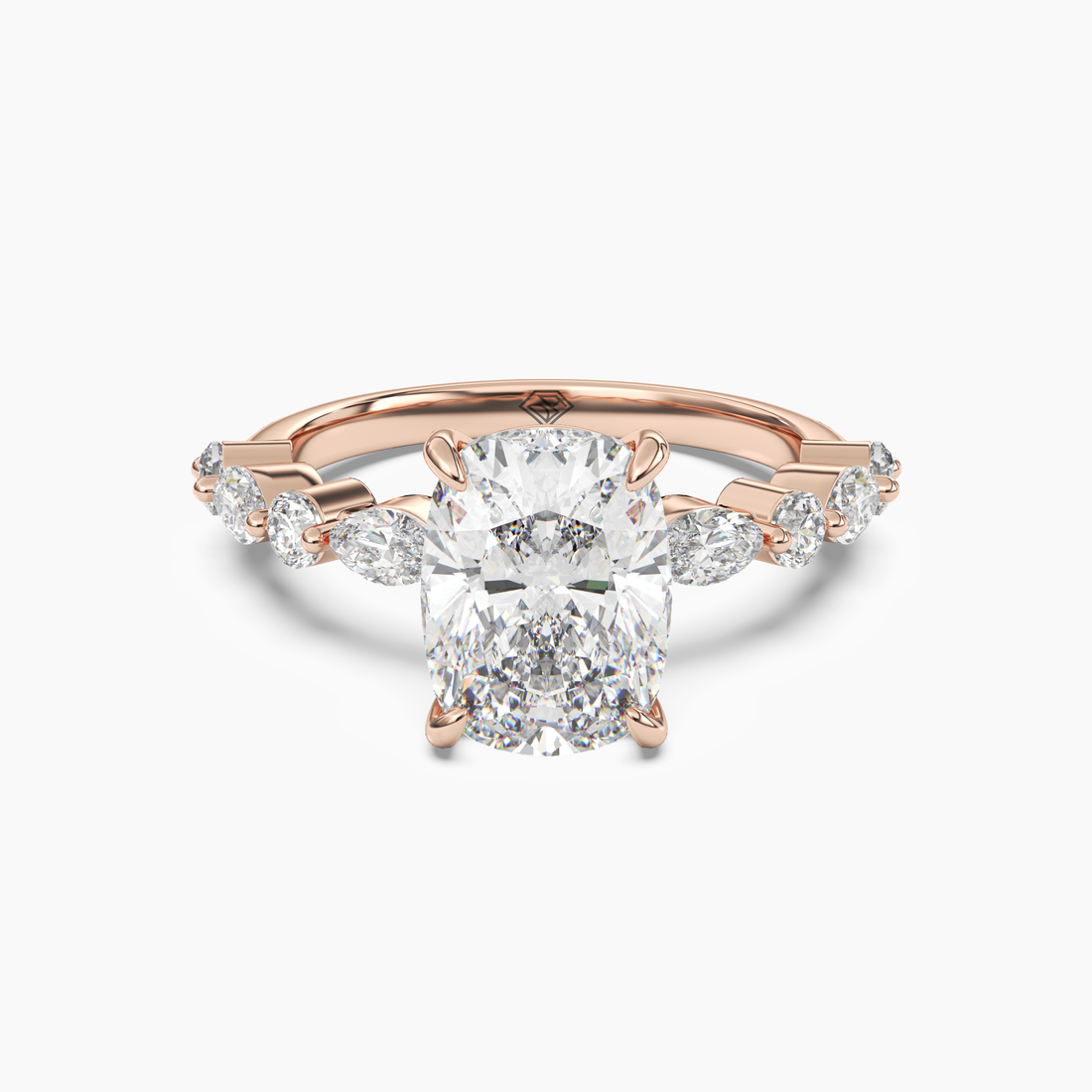 Celeste 3.5 Carat Cushion Cut Hidden Halo Lab Grown Diamond Ring in 14K Rose Gold