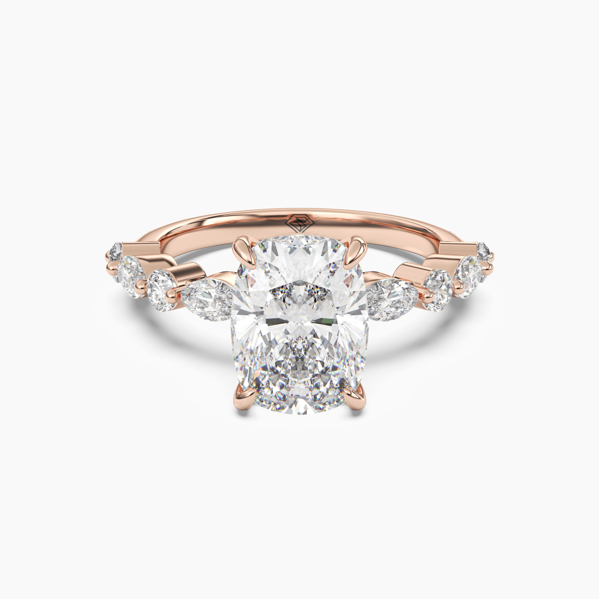 Celeste 5 Carat Cushion Cut Hidden Halo Lab Grown Diamond Ring in Silver - View 7