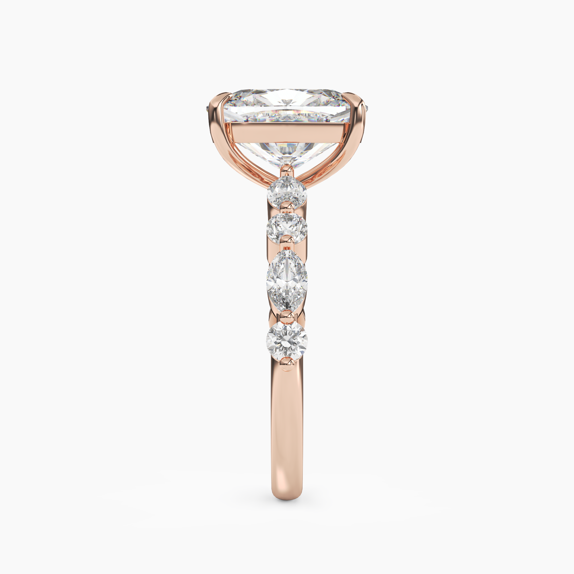 Celeste 1 Carat Cushion Cut Hidden Halo Lab Grown Diamond Ring in Silver - View 9